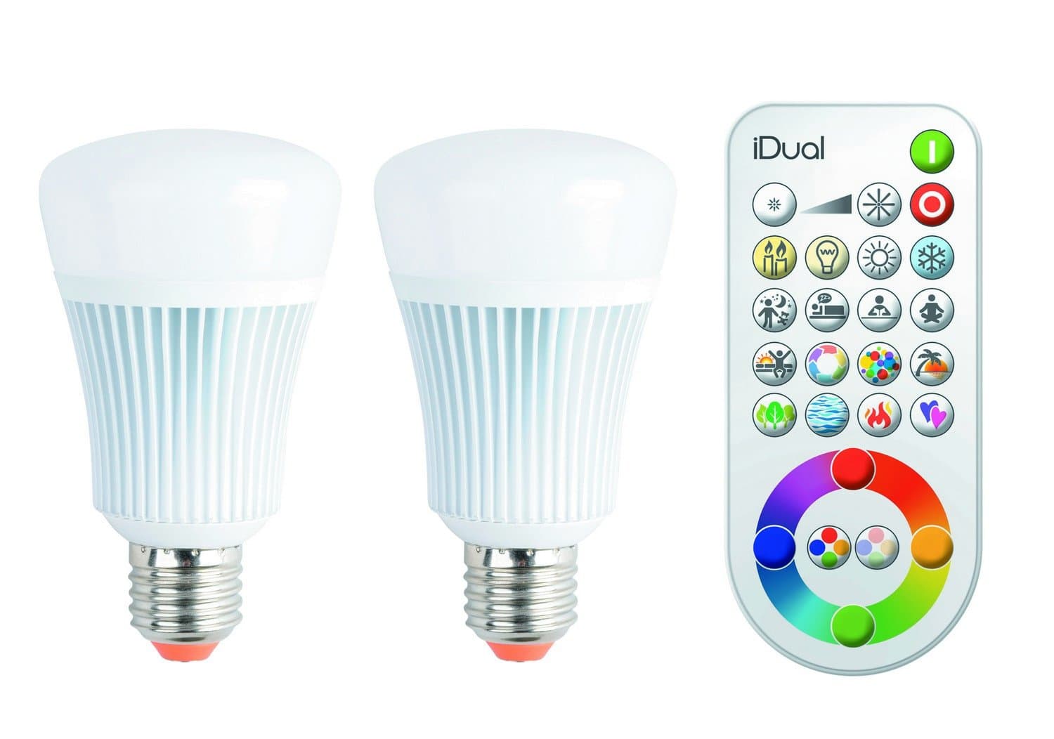 iDual E27-806lm-20.000h-2-pack with Remote, E27, 11 W