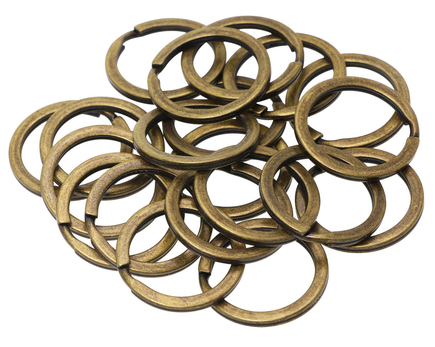 Tupalizy Round Flat Key Chain Ring Metal Split Dog Tag Keychain Ring for Home Car Keys Attachment,Arts Crafts and Belt Lanyards, 20PCS (Bronze)