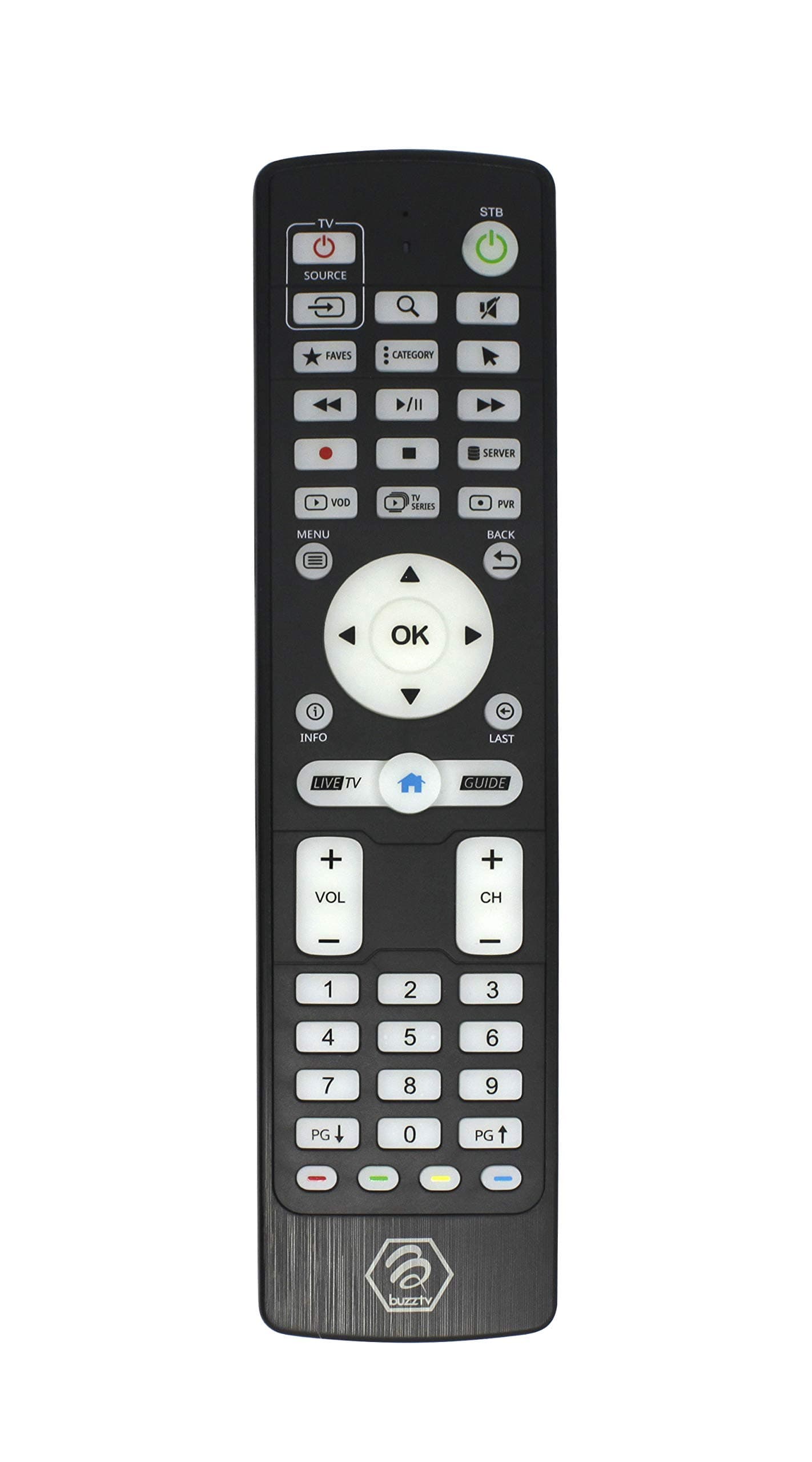 IR-100L - Luminous Remote Control for BuzzTV XR4000, XRS4500, XR4500, XRS4500, ST4000 Set Top Boxes