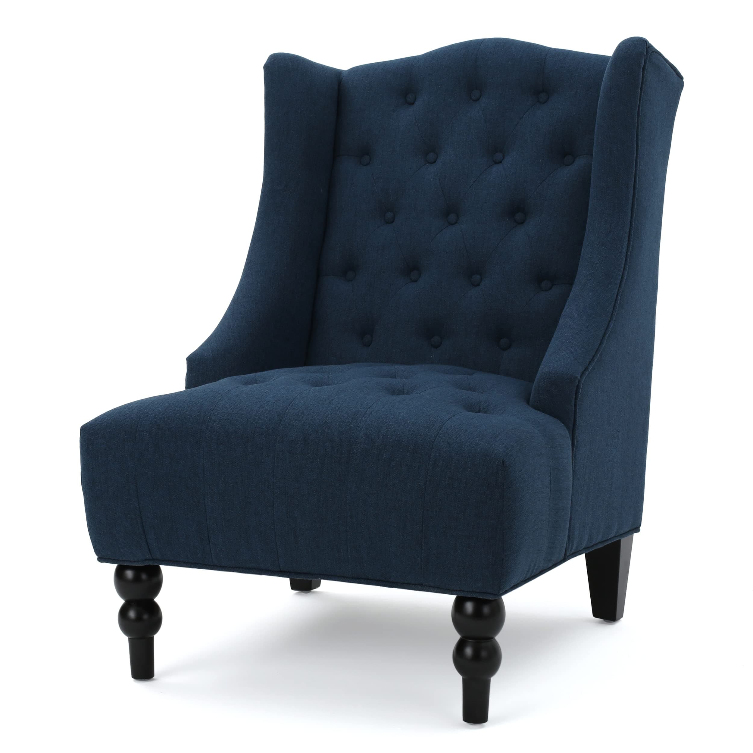 Christopher Knight HomeToddman High-Back Fabric Club Chair, Dark Blue 33.75D x 27.25W x 38.5H in