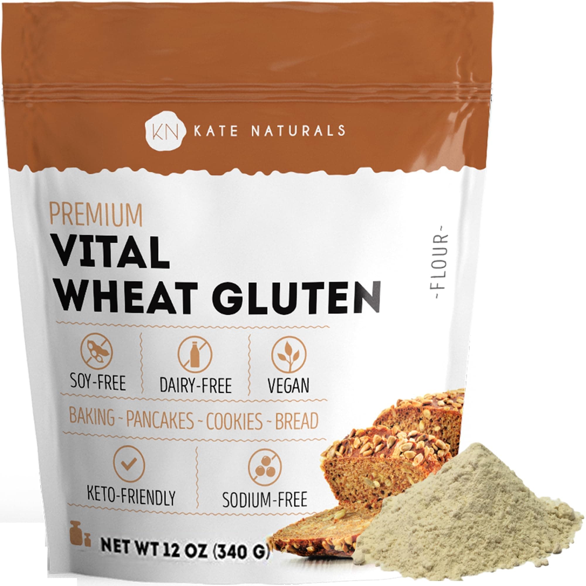 Vital Wheat Gluten for Bread Making, Baking & Seitan. Compatible with Bread Machine (12oz, High Protein Flour)