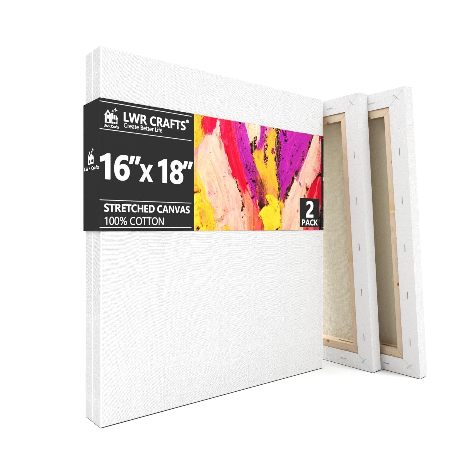 LWR CRAFTS Stretched Canvas 16" X 18" Pack of 2