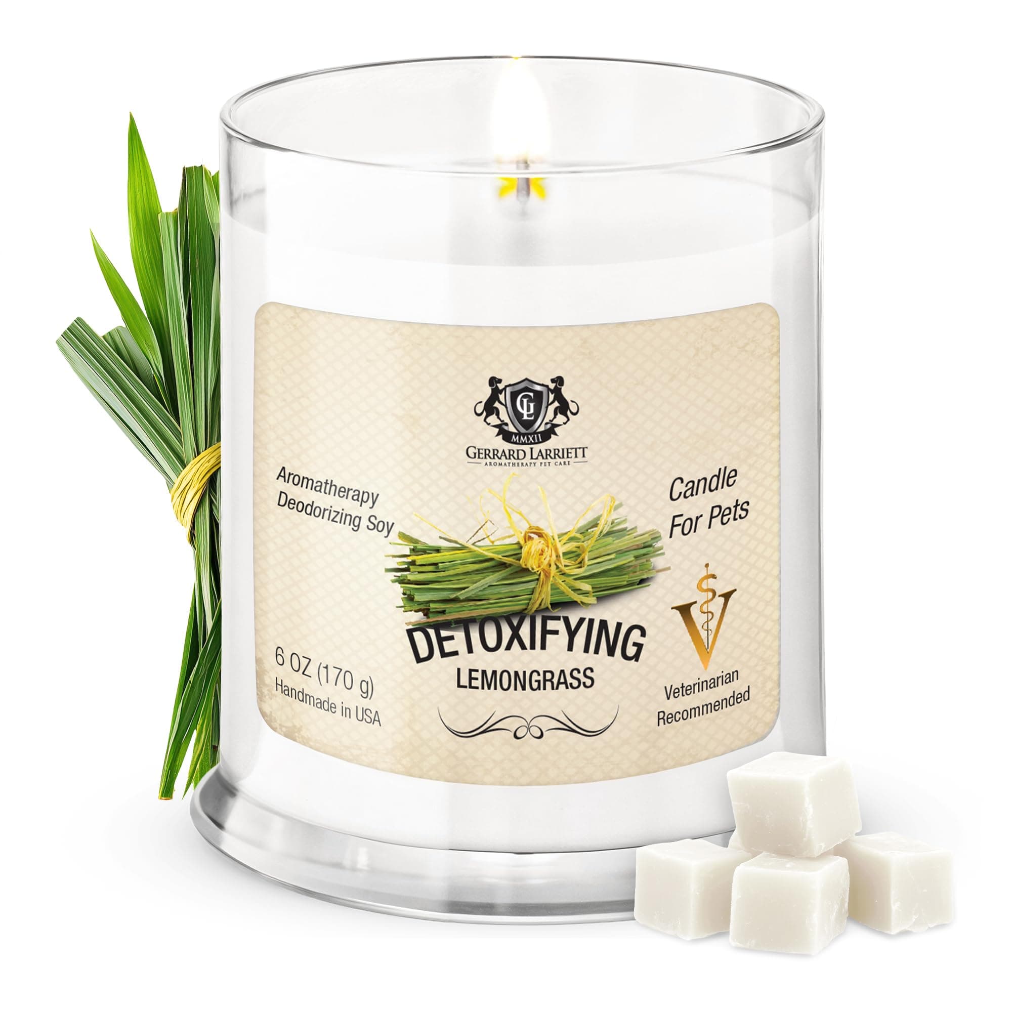 Pet Odor Eliminator Candle Detoxifying Lemongrass Scented Candle, Calming Candles Aromatherapy for Home Decor, Soy Wax Pet Candles Odor Eliminator for Animal Lover, Aromatherapy by Gerrard Larriett