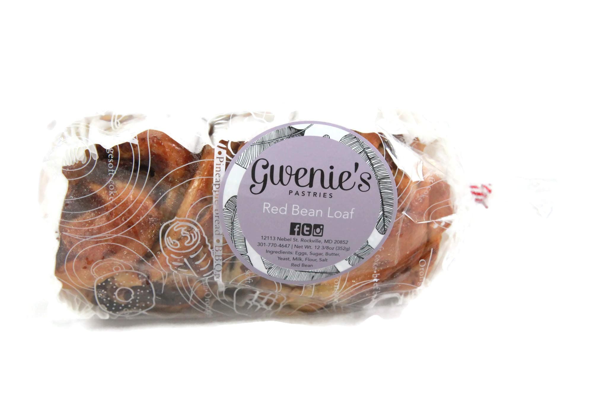 Gwenie's Pastries Red Bean Swirl bread Loaf (Red Bean, 1 Loaf) Consume within 5 days or refrigerate