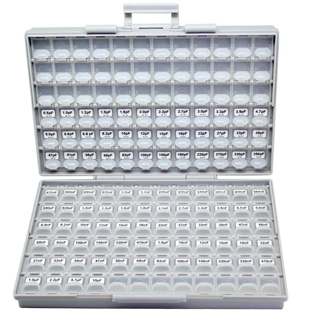 AideTek SMD SMT 0603 Size, 100 Values, 50pc/value 1% Sample Capacitor Kit Distributed in Box-all Enclosure Designer Kit NPO Y5v X7r 10uf 4.7uf