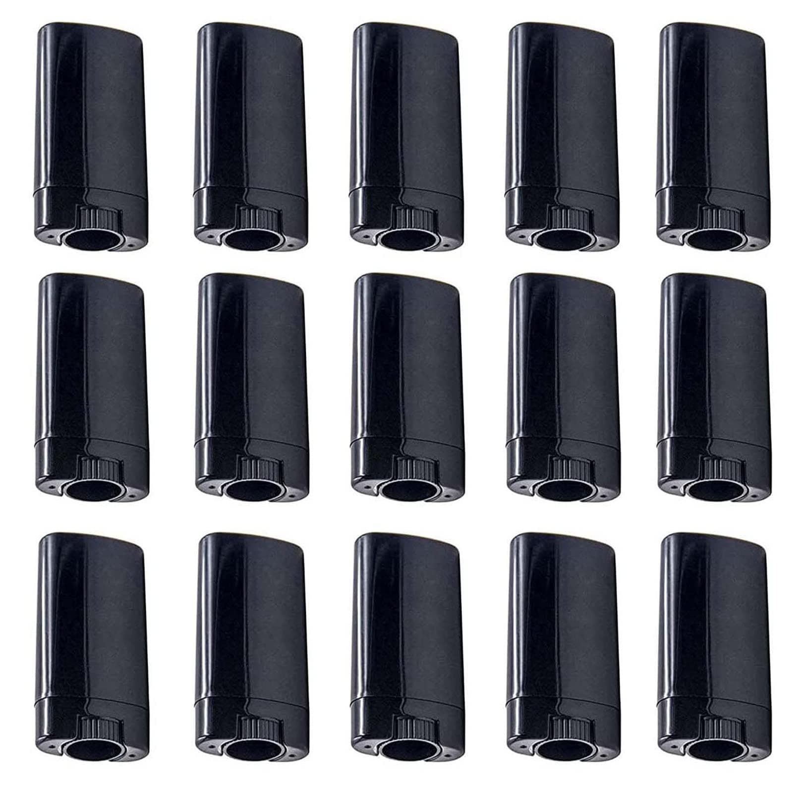 20 Pack 15ml Empty Deodorant Containers Oval Lip Balm Tubes 0.5 oz Plastic Deodorant Tubes Refillable Oval Twist-Up Tubes BPA-Free for DIY Homemade Crayon Chapstick Lotion Sticks Vials(Black)