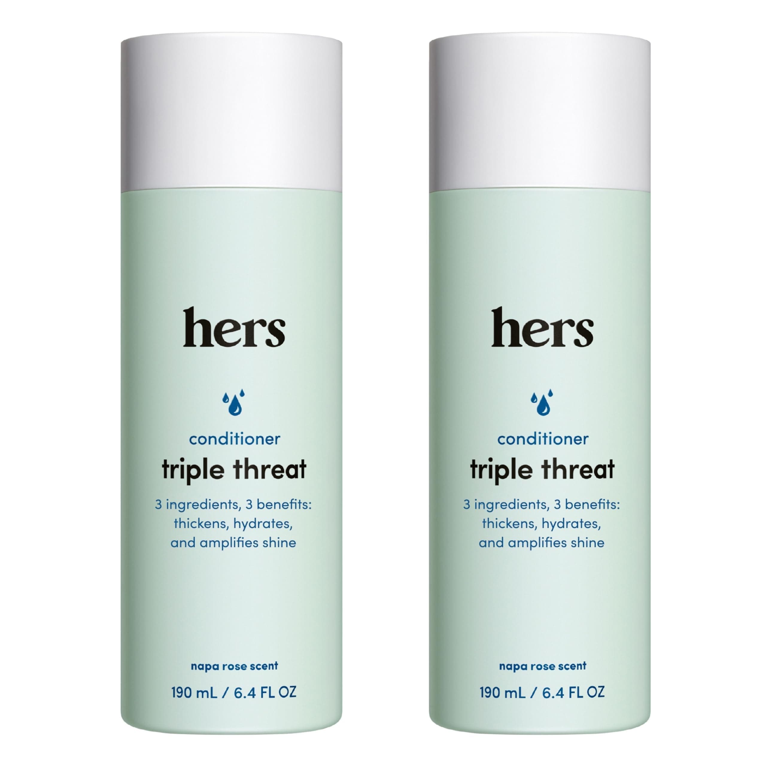 hers Triple Threat Conditioner - Amino Acid, Argan Oil, & Coconut Oil Formula - Moisturizing Conditioner for All Hair Types - Color-Safe & Sulfate-Free - Napa Rose Scent - 6.4 Fl Oz, 2 Pack