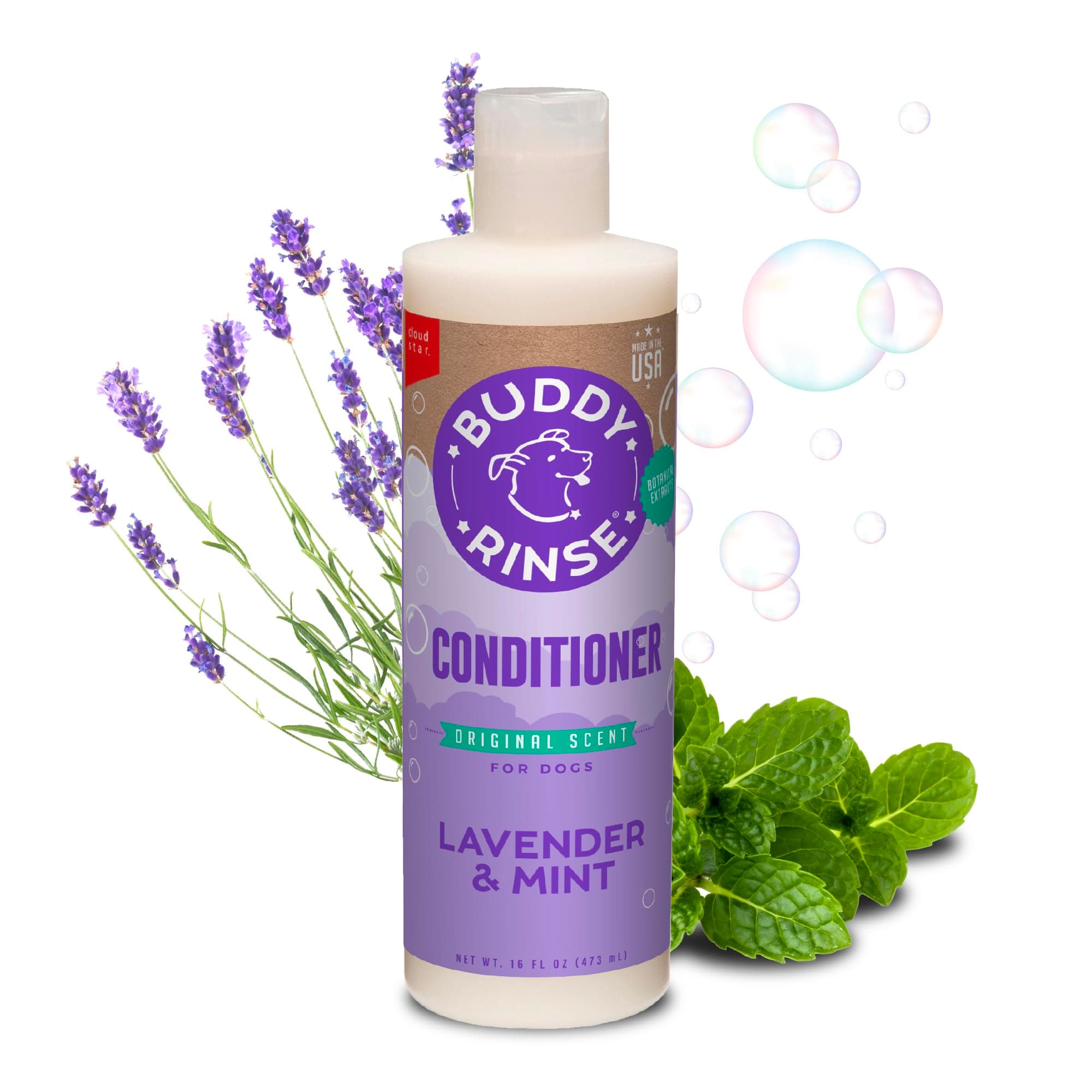 BUDDY BISCUITS Rinse Conditioner for Dog Grooming Dog, Lavender & Mint, 16 oz. Bottle
