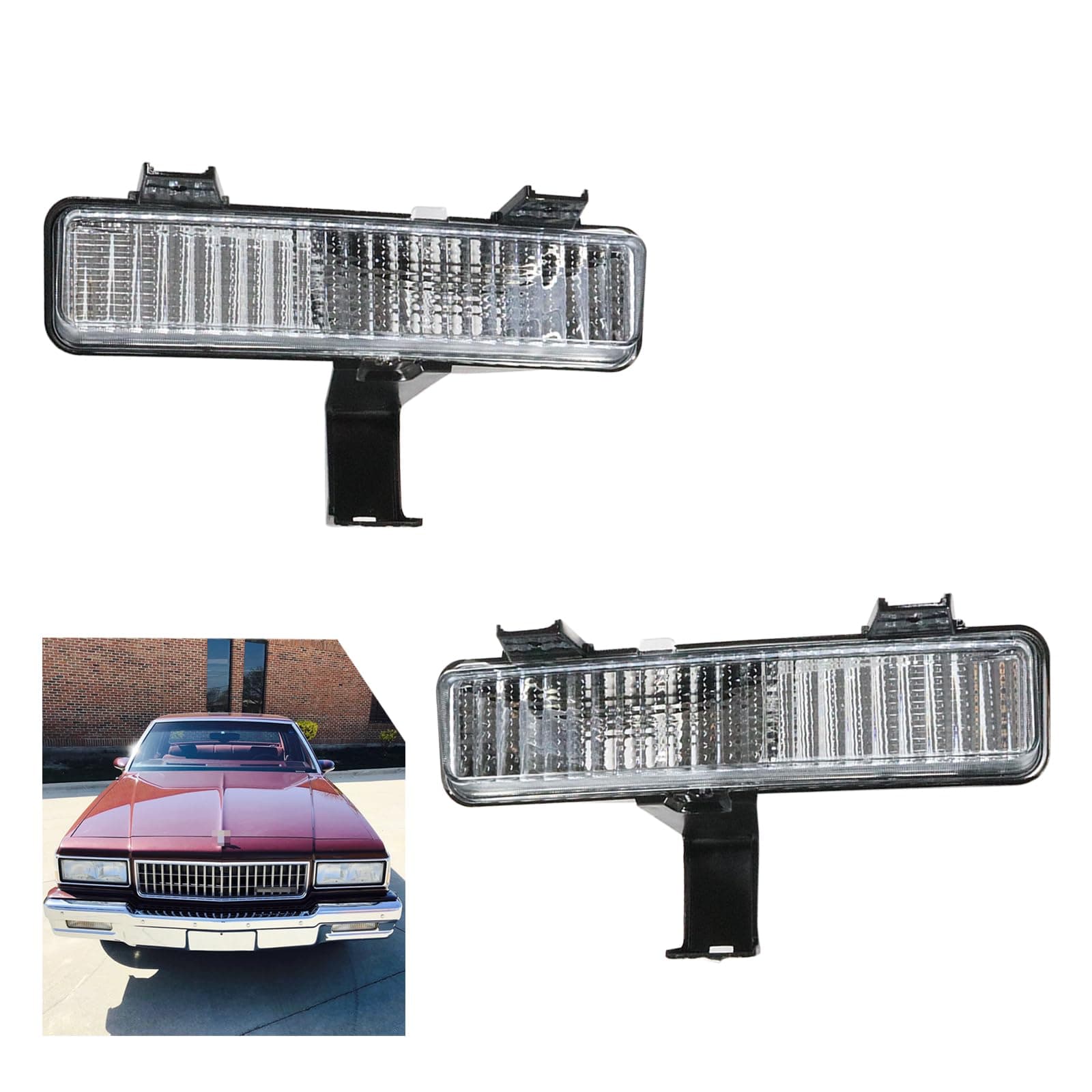 Caprice Turn Signal Lights Front Left & Right Compatible with 1980-1990 Chevy Caprice Plastic Lens 2PCS Driver and Passenger Turn Signal Lights Corner Side Marker Park Lamps