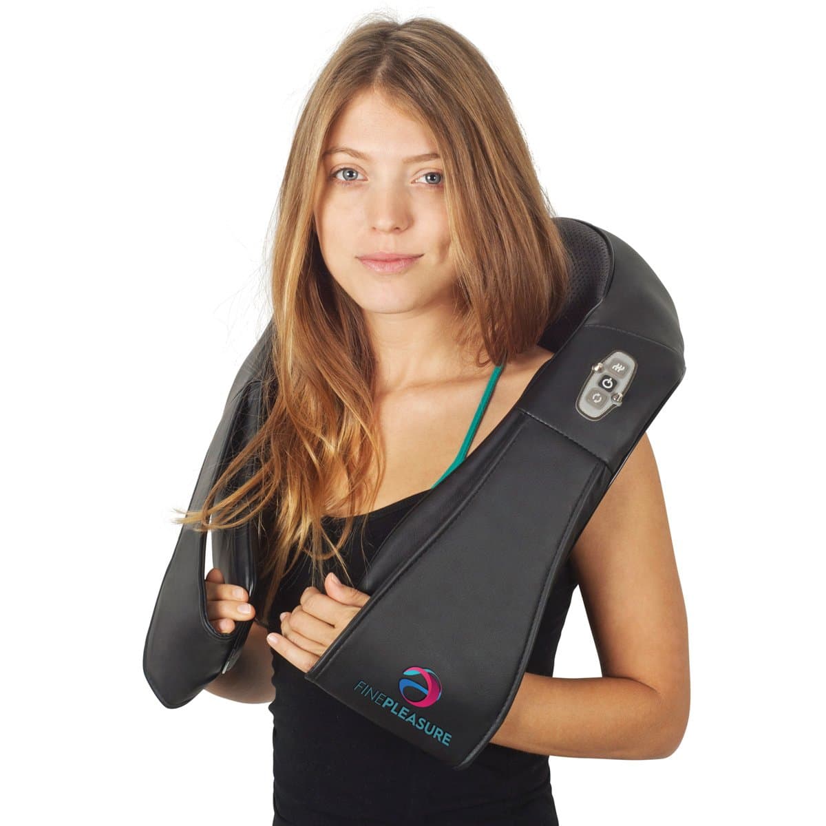 Efast Shiatsu Kneading Massager with Heat – Electric Massager for Back, Neck, & Shoulder – Sore Muscle Relief, Relaxation, & Stress Reduction – Full Body Massager + Car Adapter (Beige, Black)