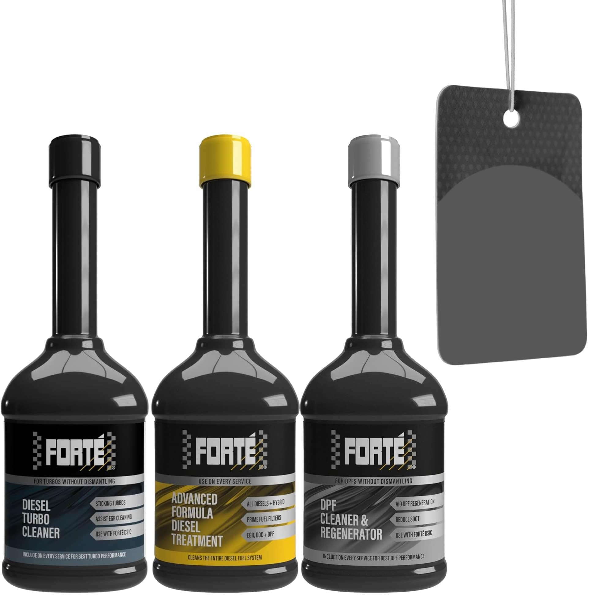 FORTE DIESEL TREATMENT+ TURBO CLEANER+ DPF CLEANER AND REGENERATOR *TRIPLE PACK*+ Free Interior Car Airfreshner