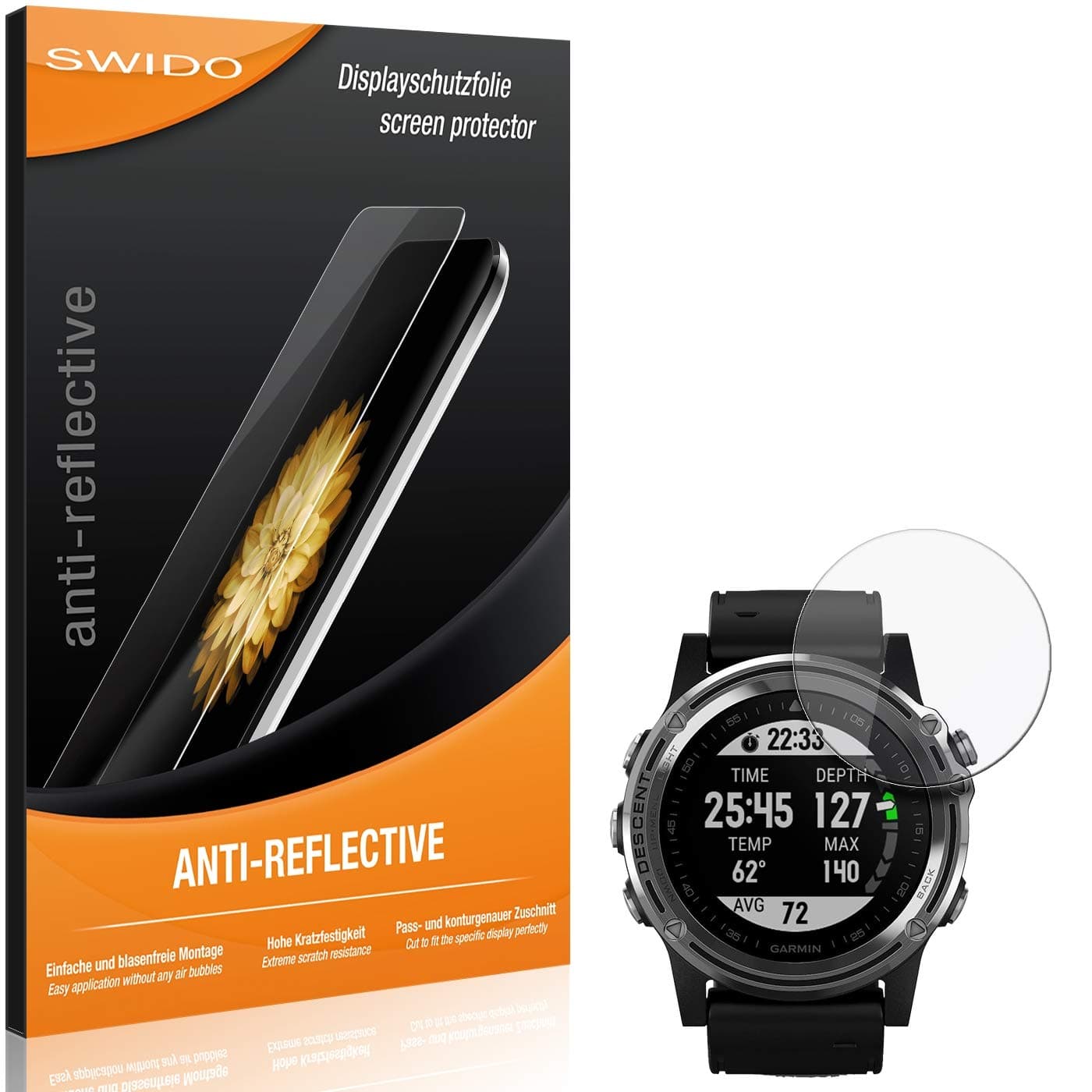 SWIDO Screen Protector for Garmin Descent Mk1 [Pack of 2] Anti-Reflective Matte Anti-Glare High Hardness Protection Against Scratches / Film Screen Protector Tempered Glass Film