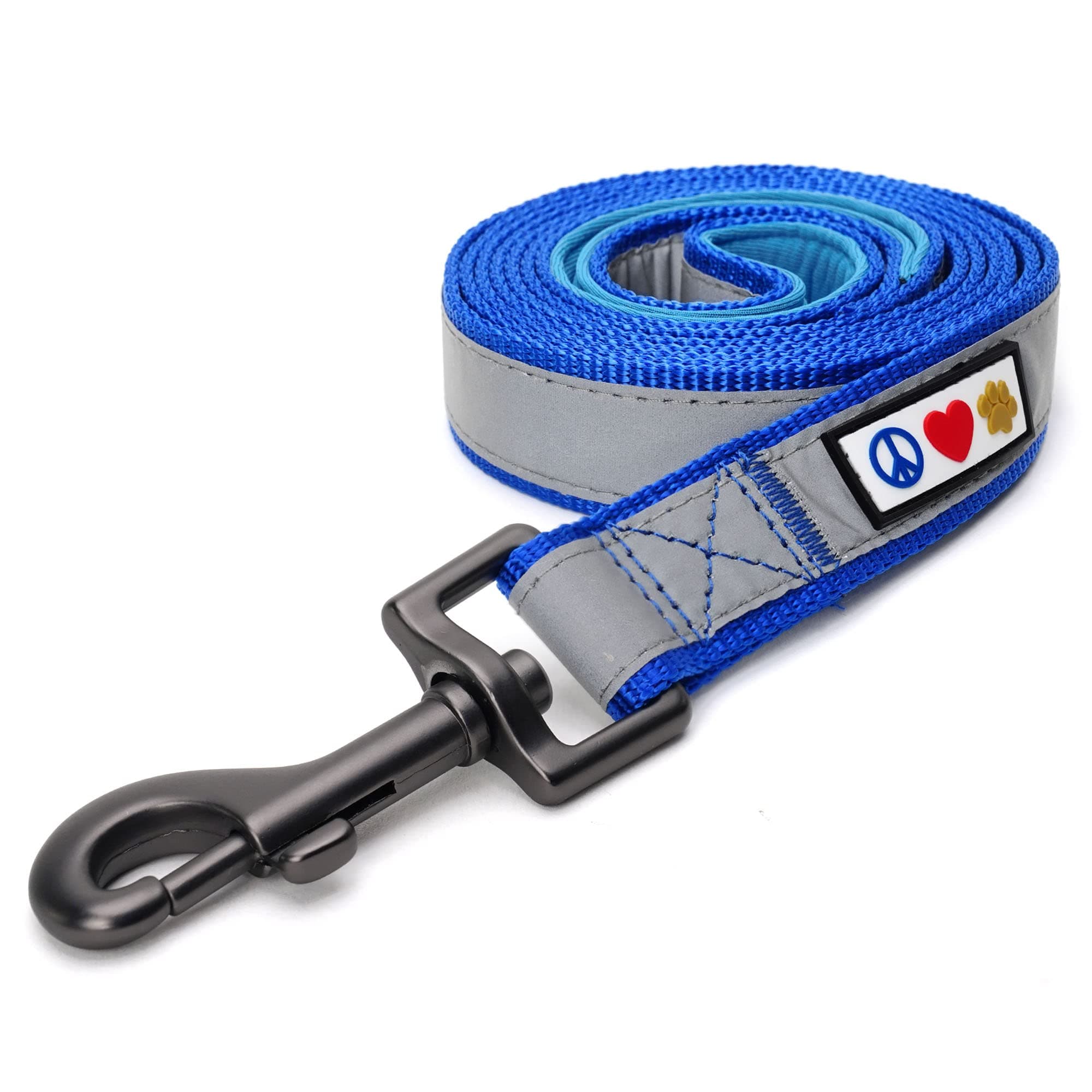 Pawtitas 6 FT Padded Dog Leash with Comfortable Neoprene Padding Handle - Blue Lead | Medium Reflective Dog Leash with Highly Reflective Band Perfect for Medium and Large Dogs and Puppies.