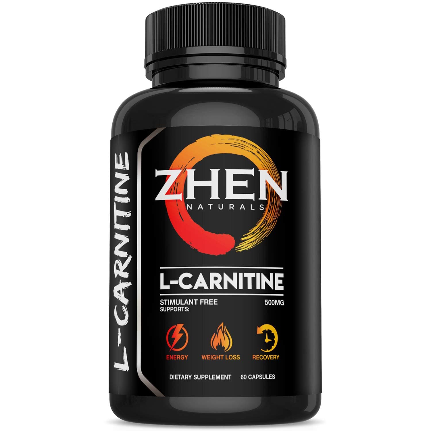 Zhen Naturals Premium L-Carnitine L-Tartrate 500mg Performance Supplement Supports Energy, Weight Loss & Muscle Recovery - Stimulant Free - 60 Capsules