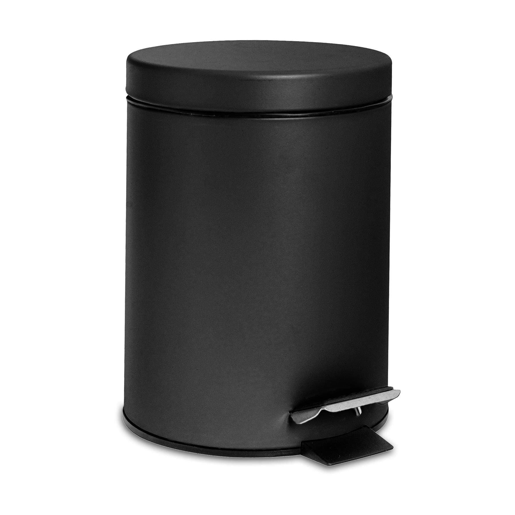 Harbour Housewares Round Bathroom Pedal Bin - 3 Litre - Matt Black