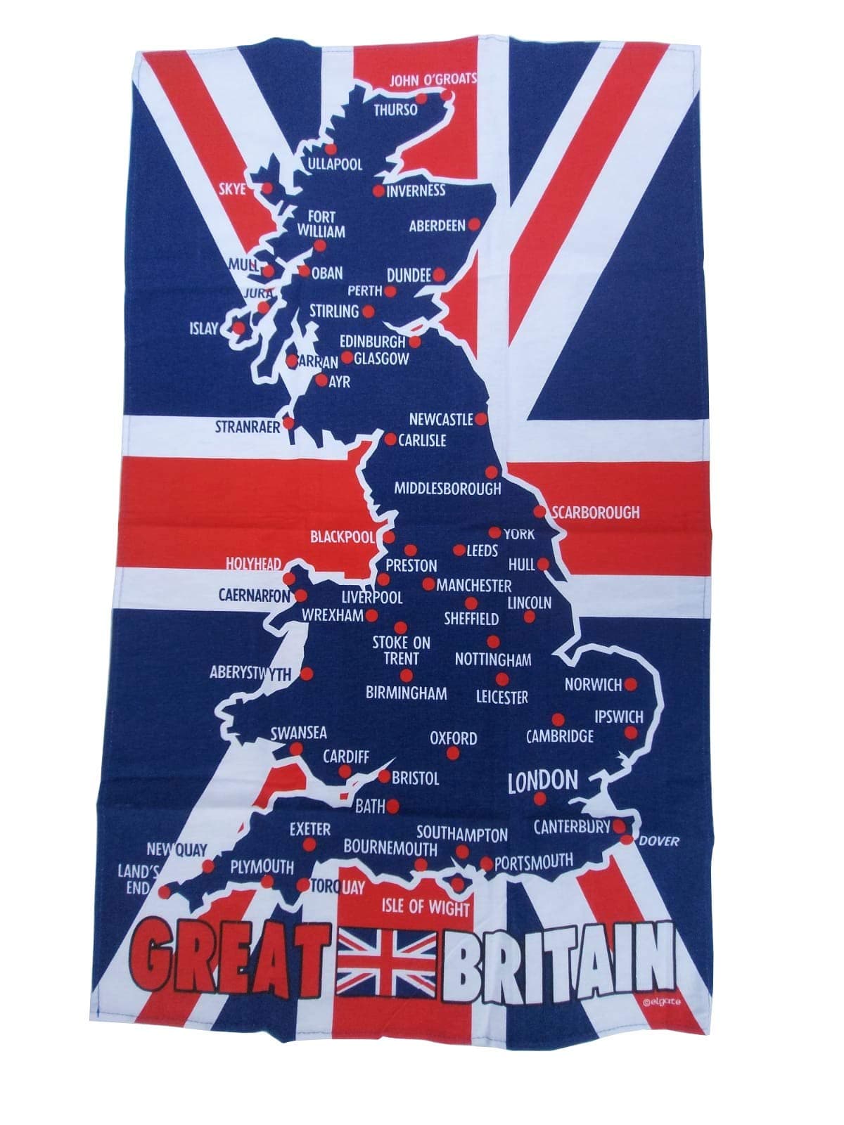 Elgate Great Britain Map Union Jack Flag Tea Towel United Kingdom Souvenir Gift UK GB