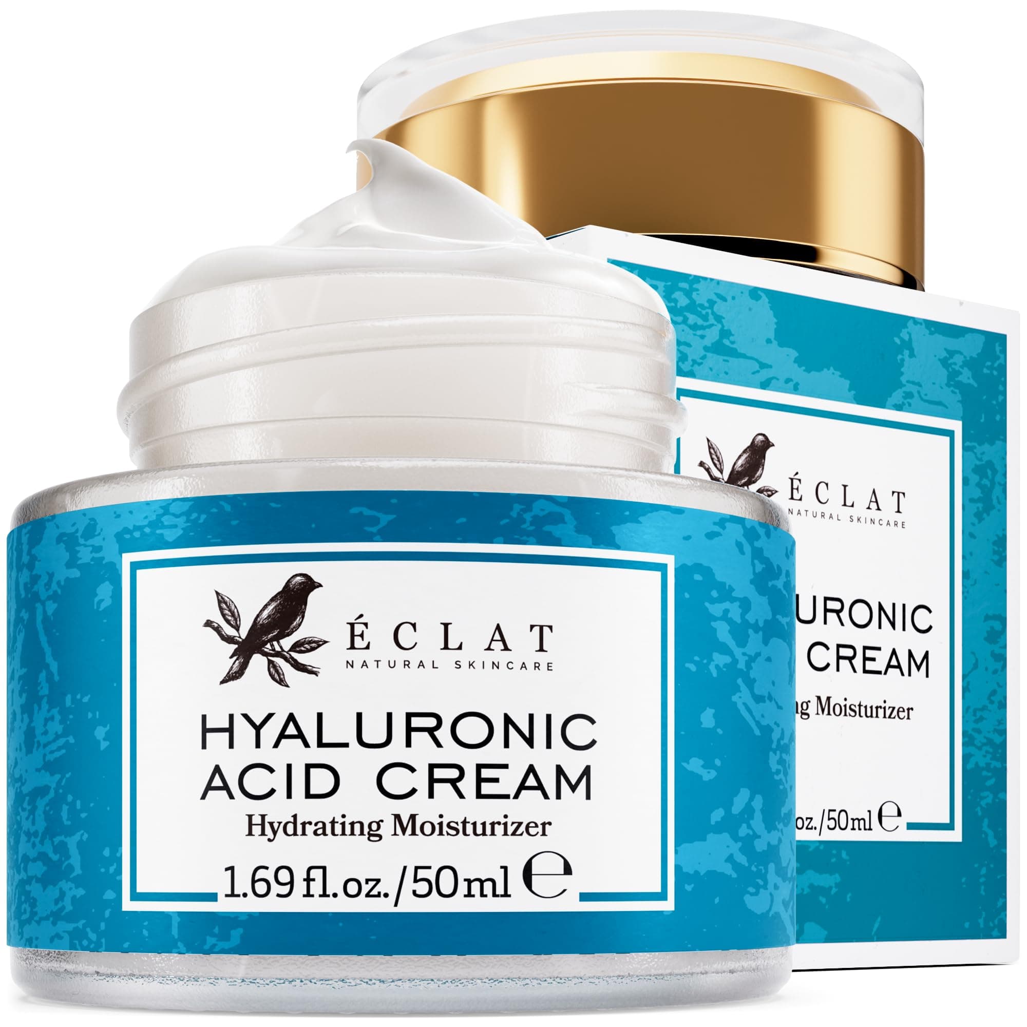 Hyaluronic Acid Cream – Hydrating Moisturizer with Ceramides & Vitamin B5 - Hyaluronic Acid Moisturizer for Soothing Dull & Dry Skin - Anti Aging Face Cream for Women and Men 50 ml