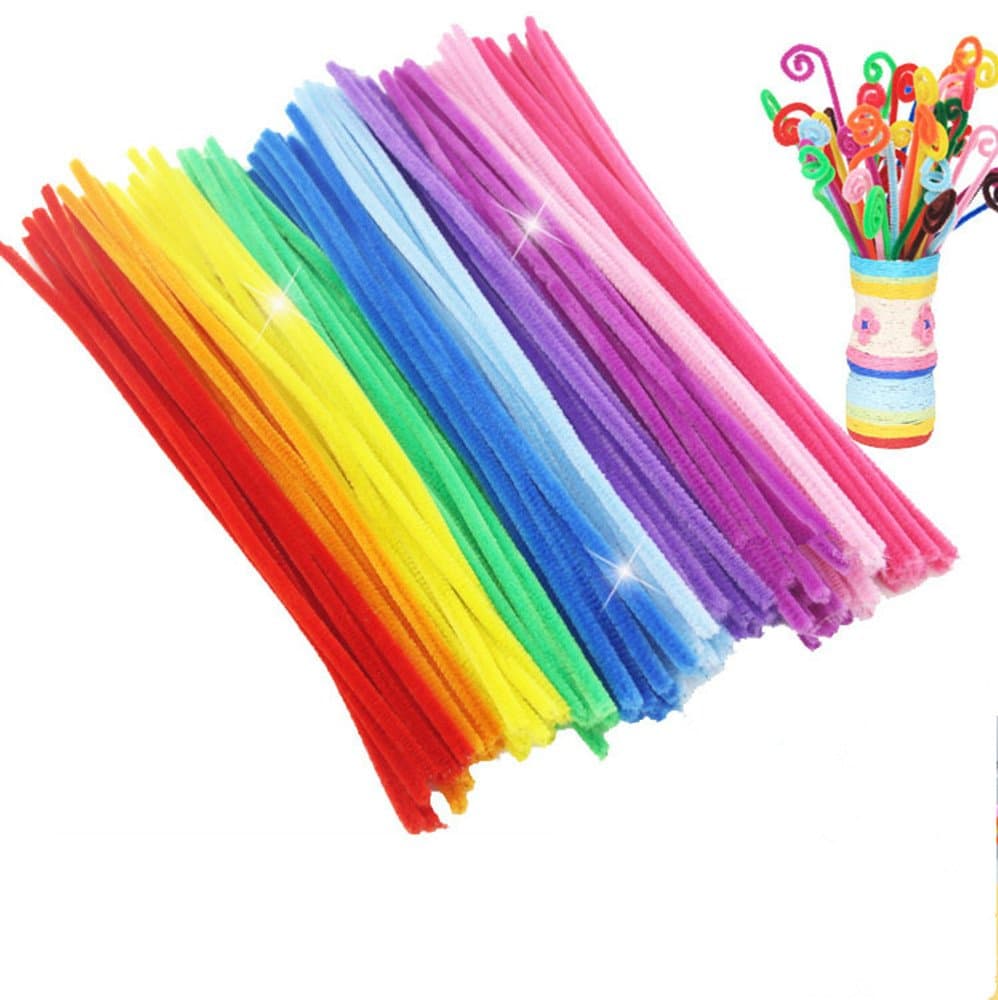 Kassagdin Creative Arts Chenille Stem Class Pipe Cleaners 12'' X 6mm Pack of 100 Assorted Colors