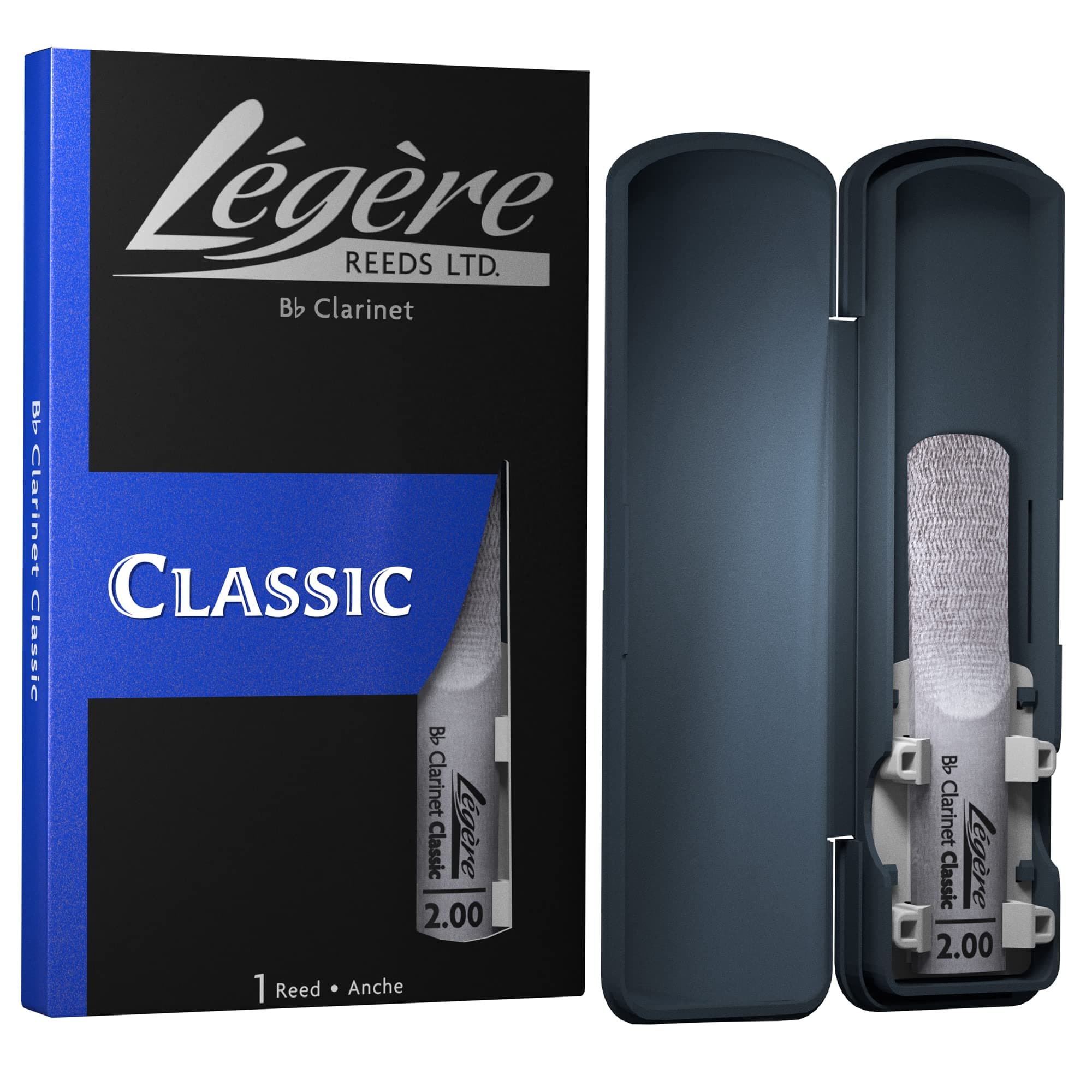 Légère Reeds - Bb Clarinet Reed, Classic, Strength 2.00 (BB2.00) - Easy-playing, Durable, Synthetic Student Clarinet Reed
