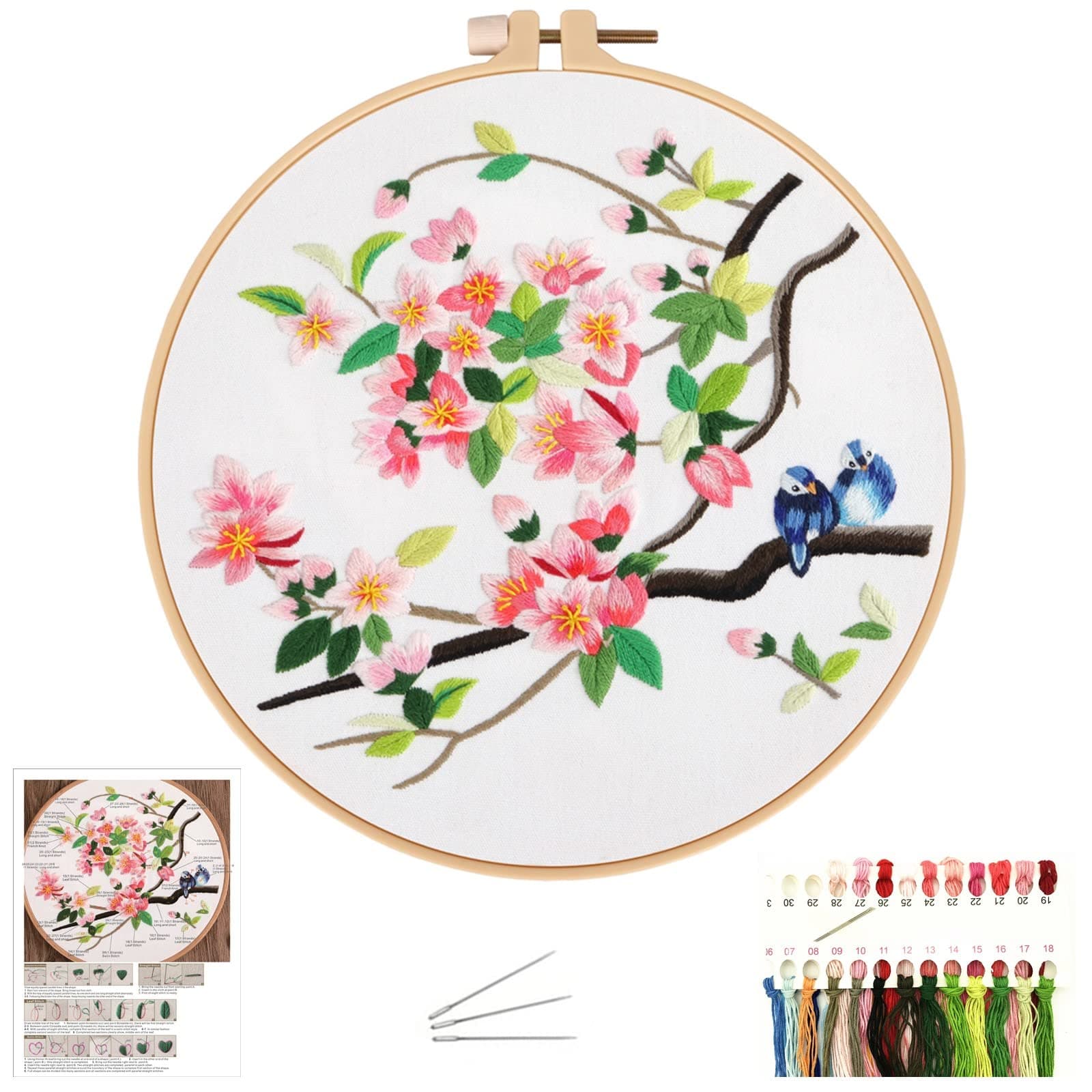 NASHRIO Needlepoint Kit for Adults, Embroidery Starter Kit with Pattern and Instructions, Cross Stitch Kit With Embroidery Cloth, Plastic Embroidery Hoop, Color Threads and Needles, Home Decor, Gifts.