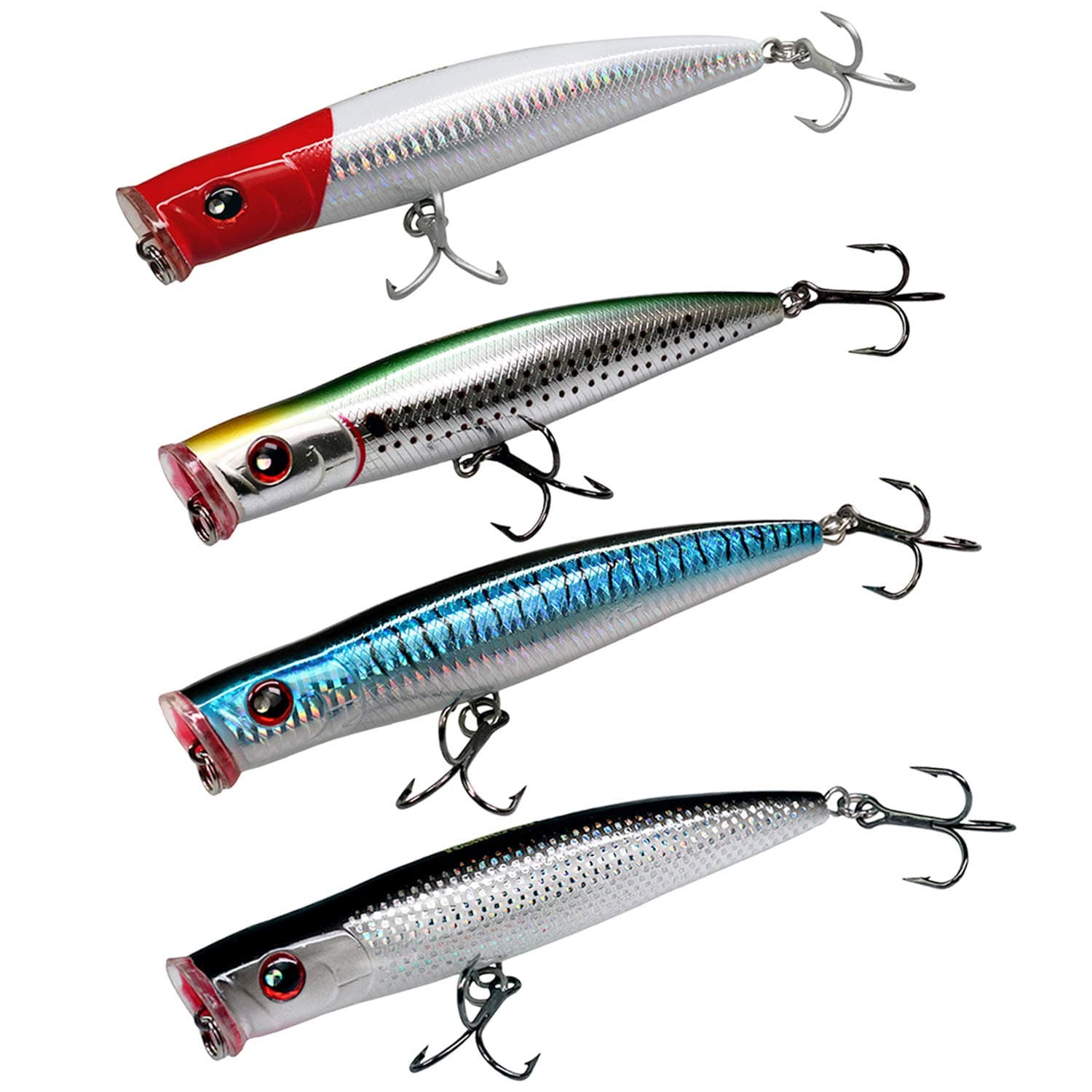 Fishing Hard Lures, 1pcs Blue-Sliver 46g/1.6oz Saltwater Popper Lures GT Offshore Big Game Lures Top Water Fishing Lures Baits Fishing Hard Lures, for Stripped Bass,Tuna