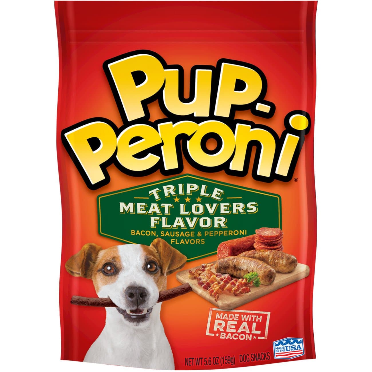 Pup-PeroniDog Treats, Triple Meat Lovers Flavor, 5.6 Ounce (Pack of 8), Bacon, Sausage and Pepperoni