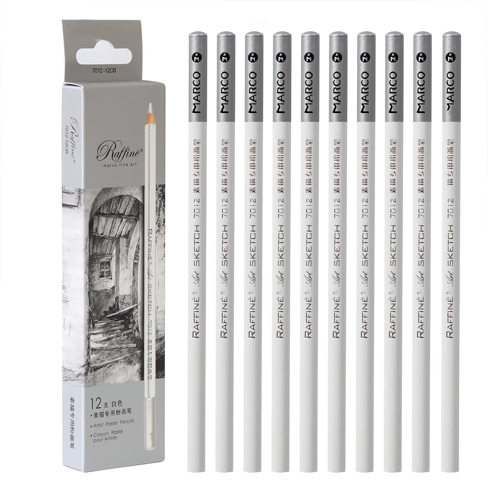 Artist Sketch White Pencil,White Charcoal12 PCS