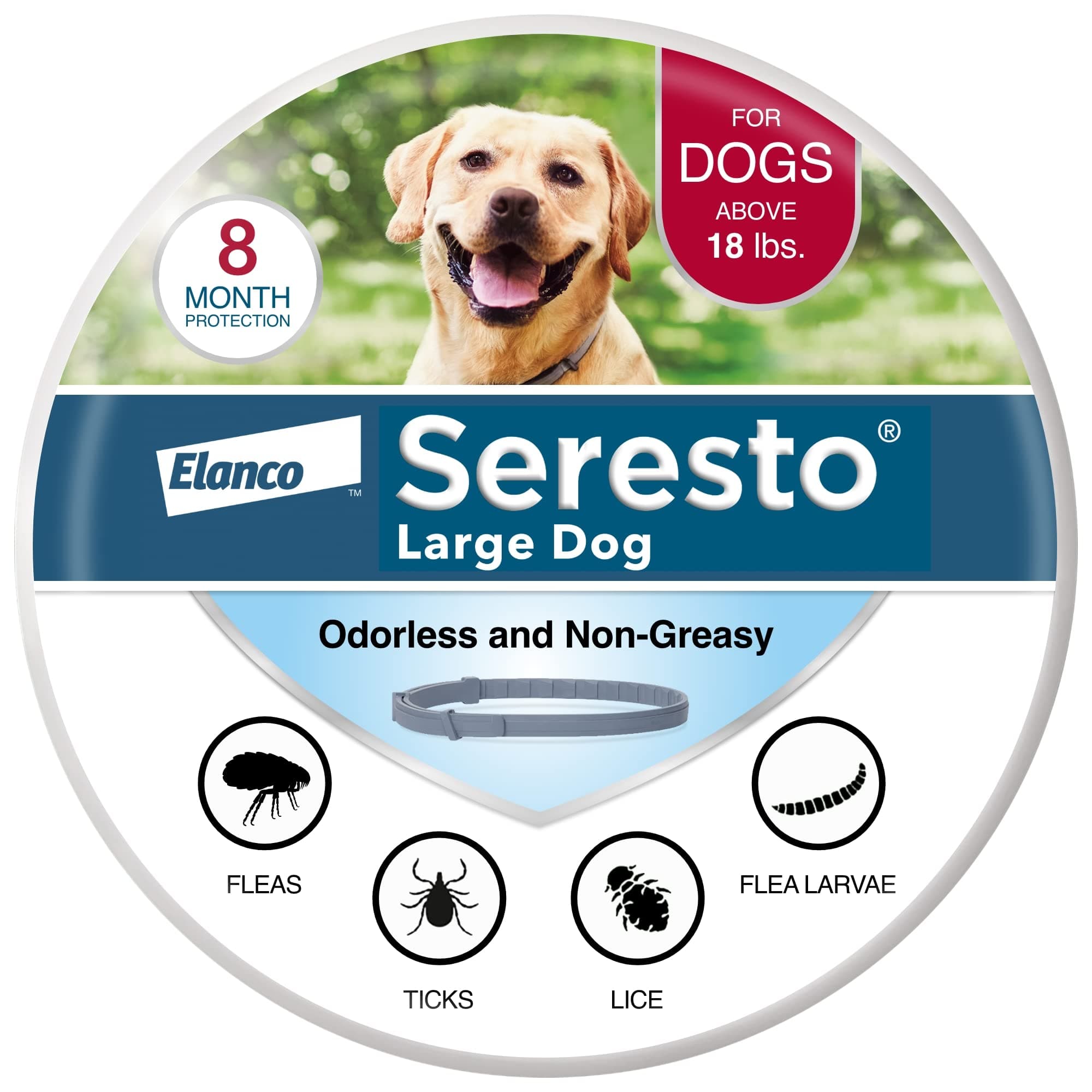 Seresto Flea & Tick Collar For Dogs Over 18 lbs., Treatment & Prevention, Vet-Recommend, 8 Month Protection