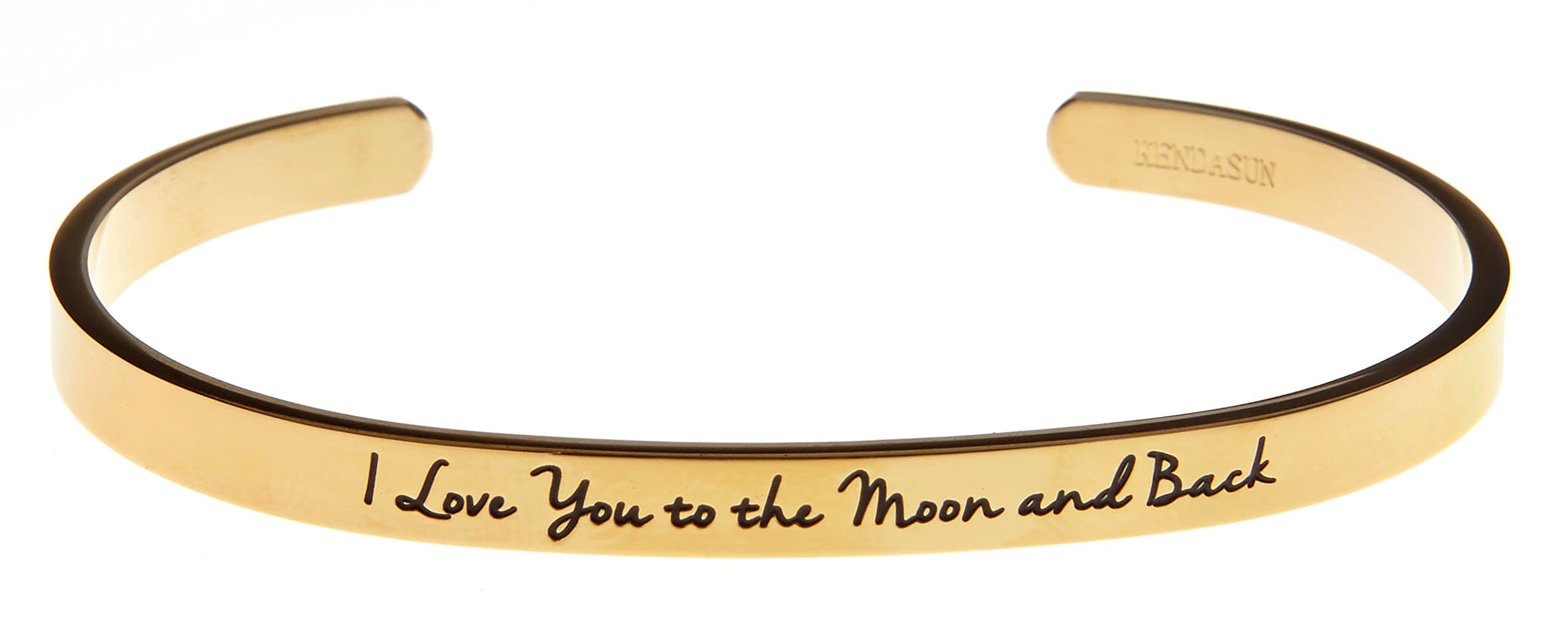 I Love You to The Moon and Back Inspirational Messaged Cuff Bracelet Bangle