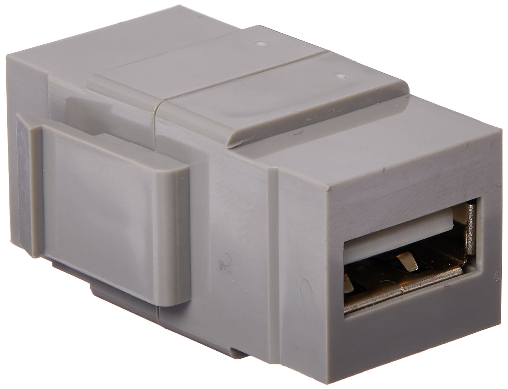 Leviton 40835-G QuickPort USB Connector, Feed-Through, Grey