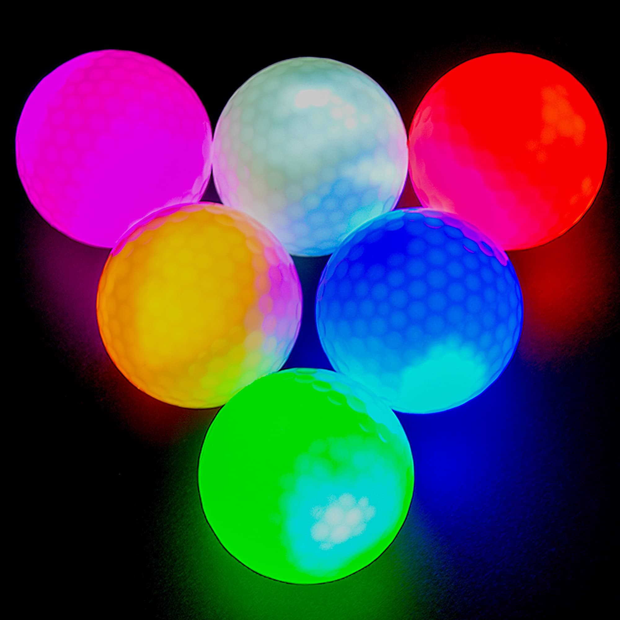 Mile High Life | Glow in The Dark Golf Balls | 6 pcs Glowing Golf Balls | Waterproof Light Up Golf Ball for Men Women | 40 Hours Lighting Life Span| Six Assorted Colors
