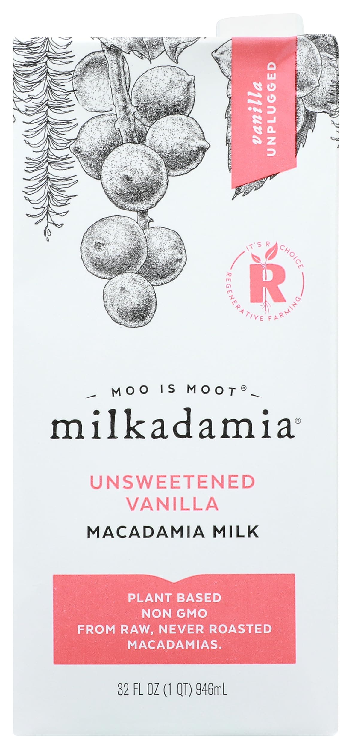 Milkadamia, Macadamia Milk Unsweetened Vanilla, 32 Fl Oz