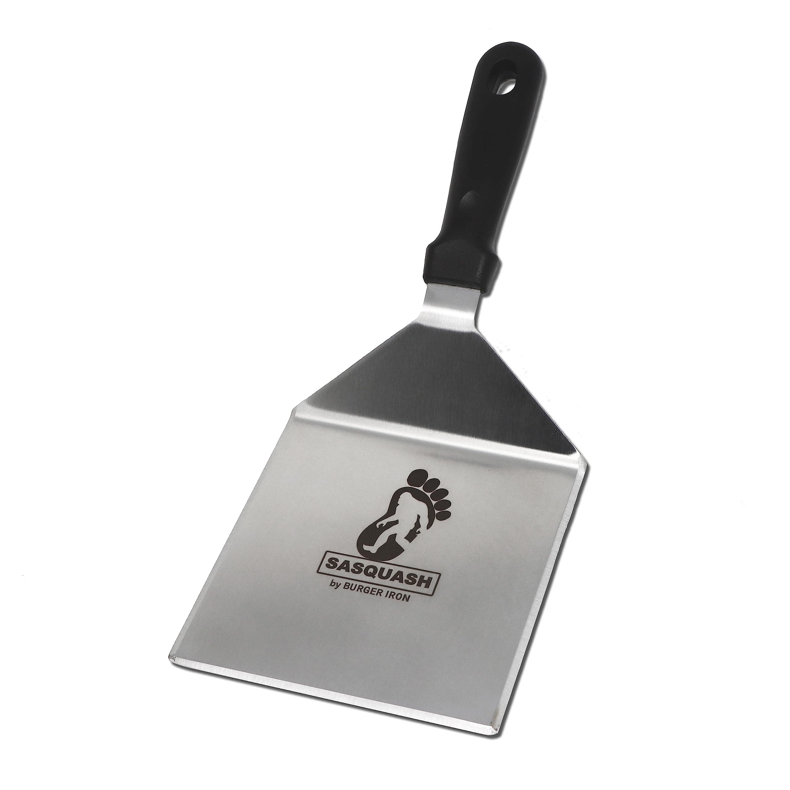 The Sasquash - Mammoth Smash Burger Spatula - Professional Grade Extra Wide Hamburger Turner - Heavy Duty 6 x 5.5 Inch, One Pound Knife Grade Stainless Steel, Blackstone BBQ Griddle and Grill Tool