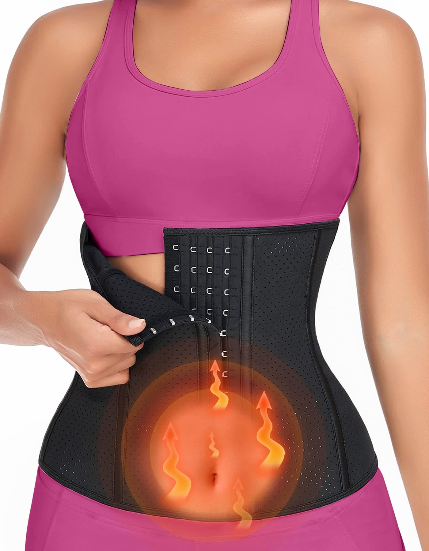 YADIFEN Waist Trainer for Women,Breathable Corset Cincher Body Shaper with Steel Bones Latex Girdle 3 Hooks