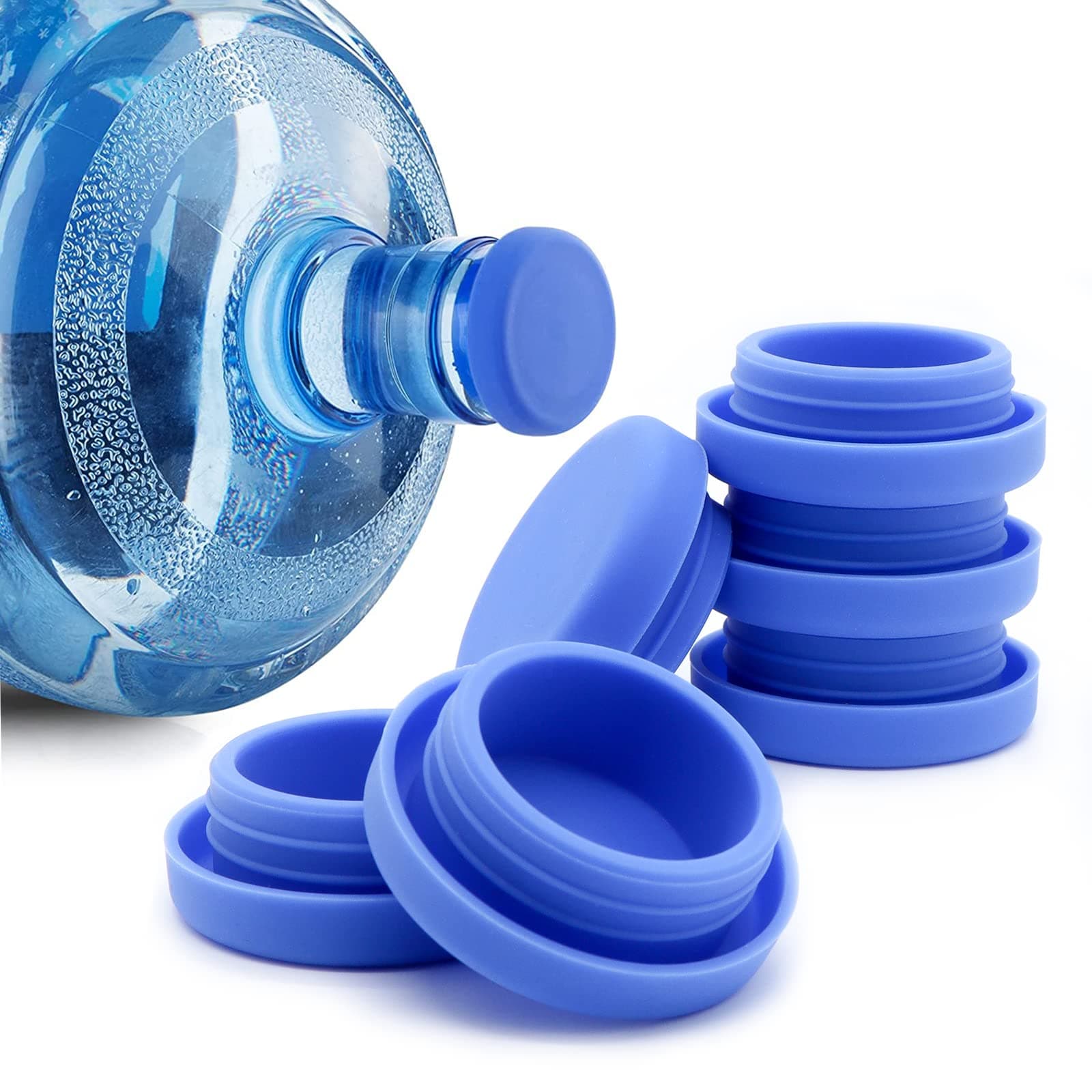 Yevheniys 5 Gallon Water Bottle Caps Pack of 6, Silicone Replacement Caps for 5 Gallon Water Jug Reusable, No Spill 5 Gallon Water Jug Lids Leak Proof Fit 55mm Bottles
