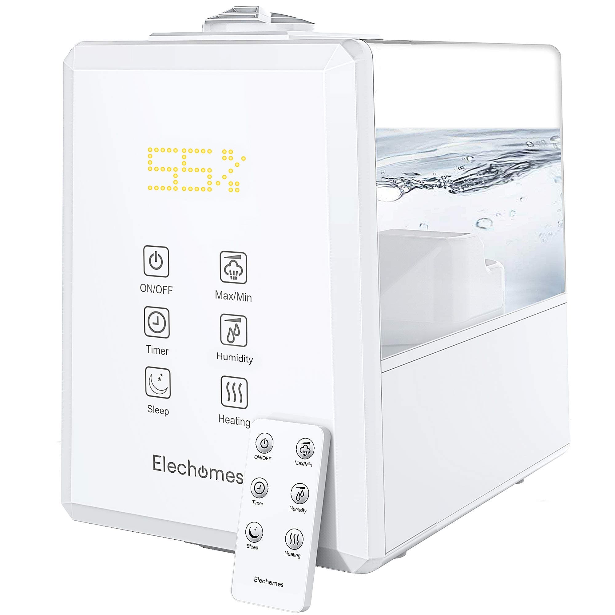 Elechomes Humidifiers for Bedroom Baby Room, Ultrasonic Humidifier 6L, Warm and Cool Mist, Dual 360° Mist Nozzles with Remote, Sleep Mode, LED Touch Display, 12 Hours Timer - EC5501 White