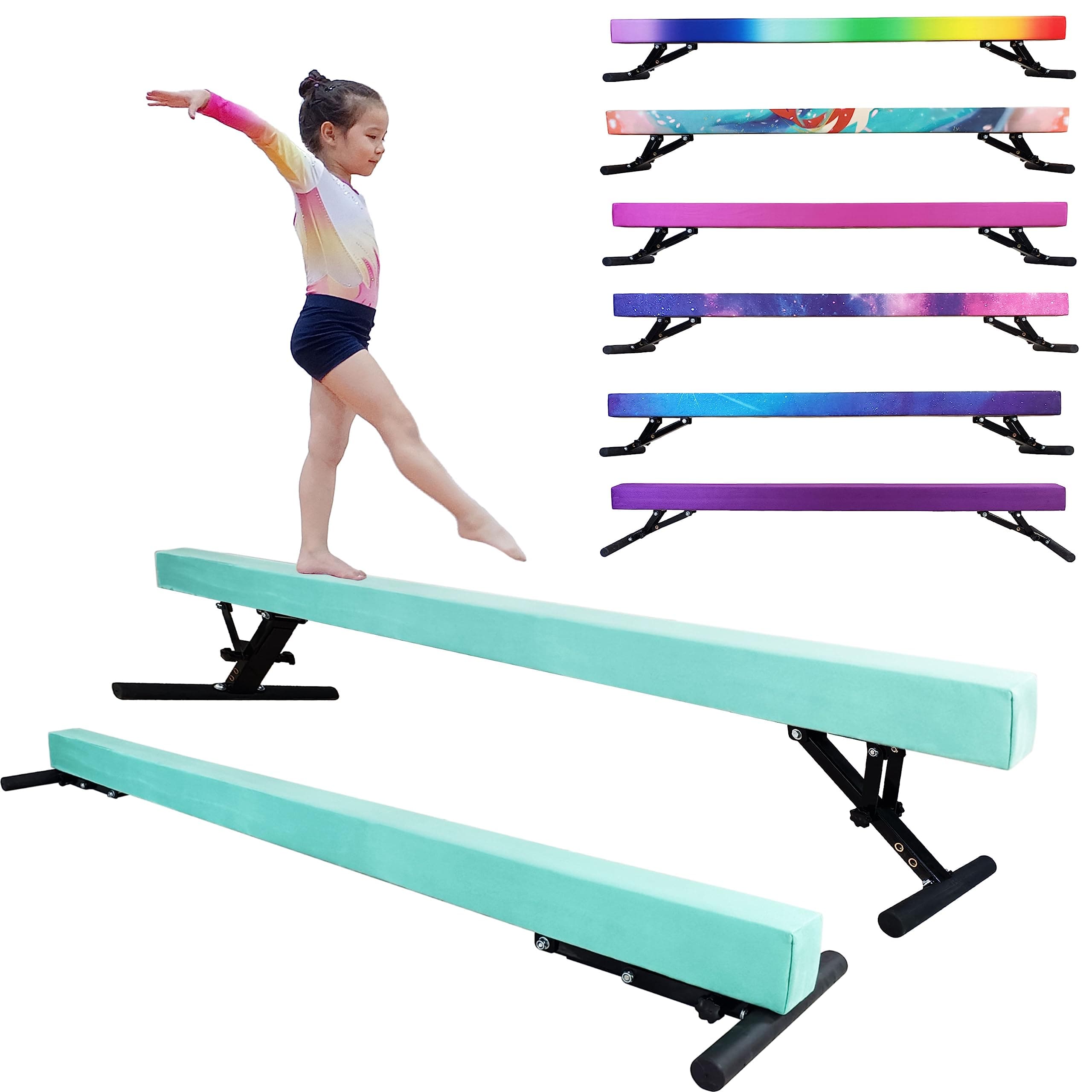 Adjustable Balance Beam for Kids, 8FT Gymnastics Beam with Anti-Slip Legs, High and Low Floor Beam for All Gymnastics Levels, Professional Gymnastic Equipment for Home, Gym Center