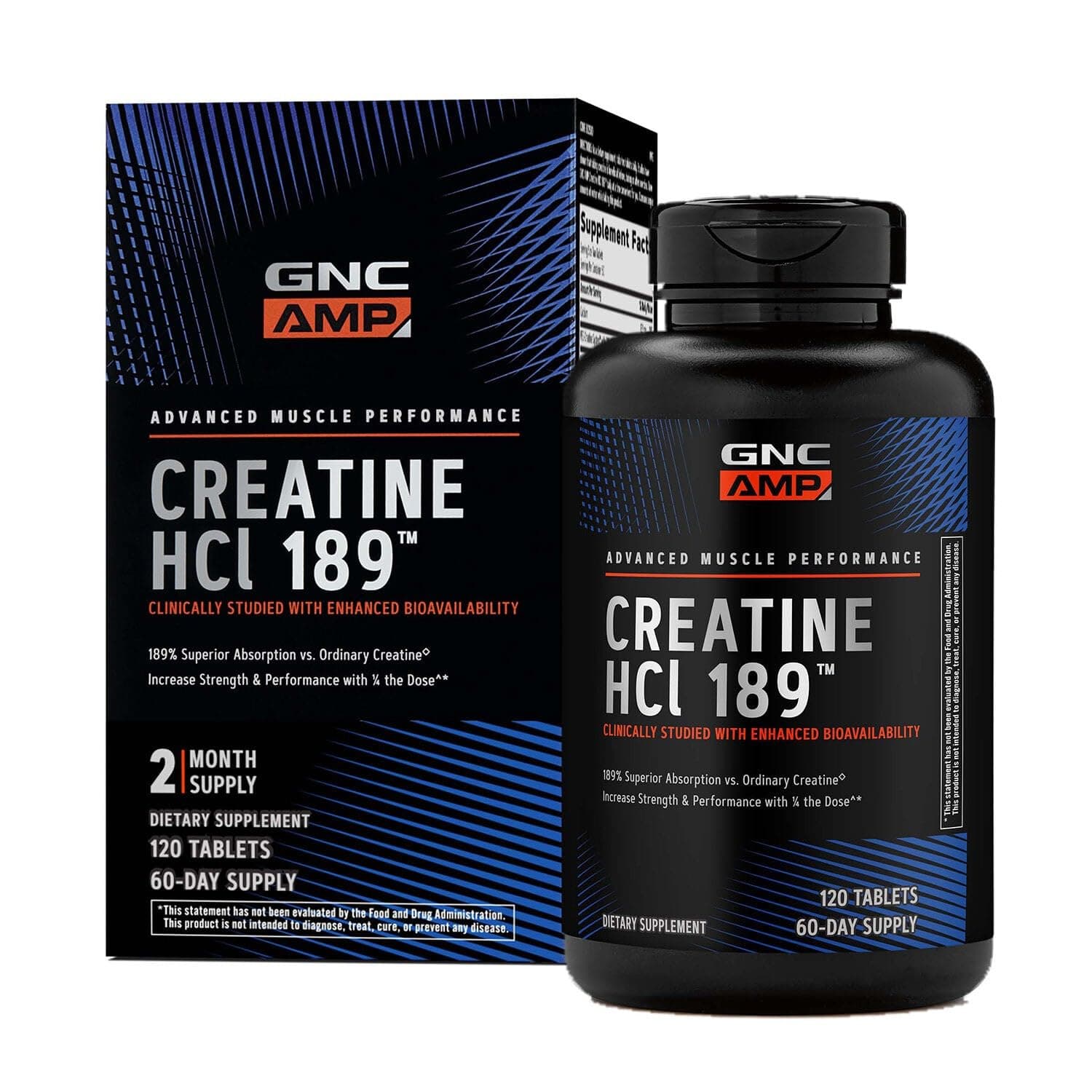 GNC AMP Creatine HCl 189 Pills, Clinically Proven Strength & Muscle Builder, Athletic Performance, Energy Production, Recovery Supplement, Fast Absorbing, Gluten Free Formula, 60 Servings