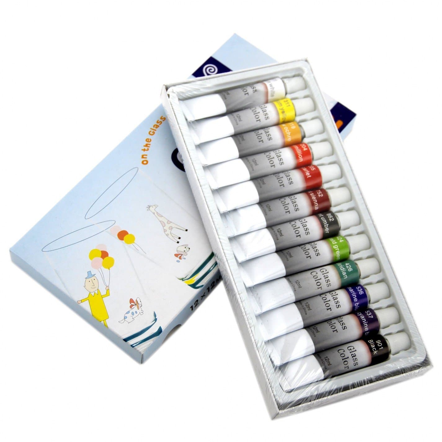 Korean Memory 12 Colors Professional Artists Stained Glass Paint Set
