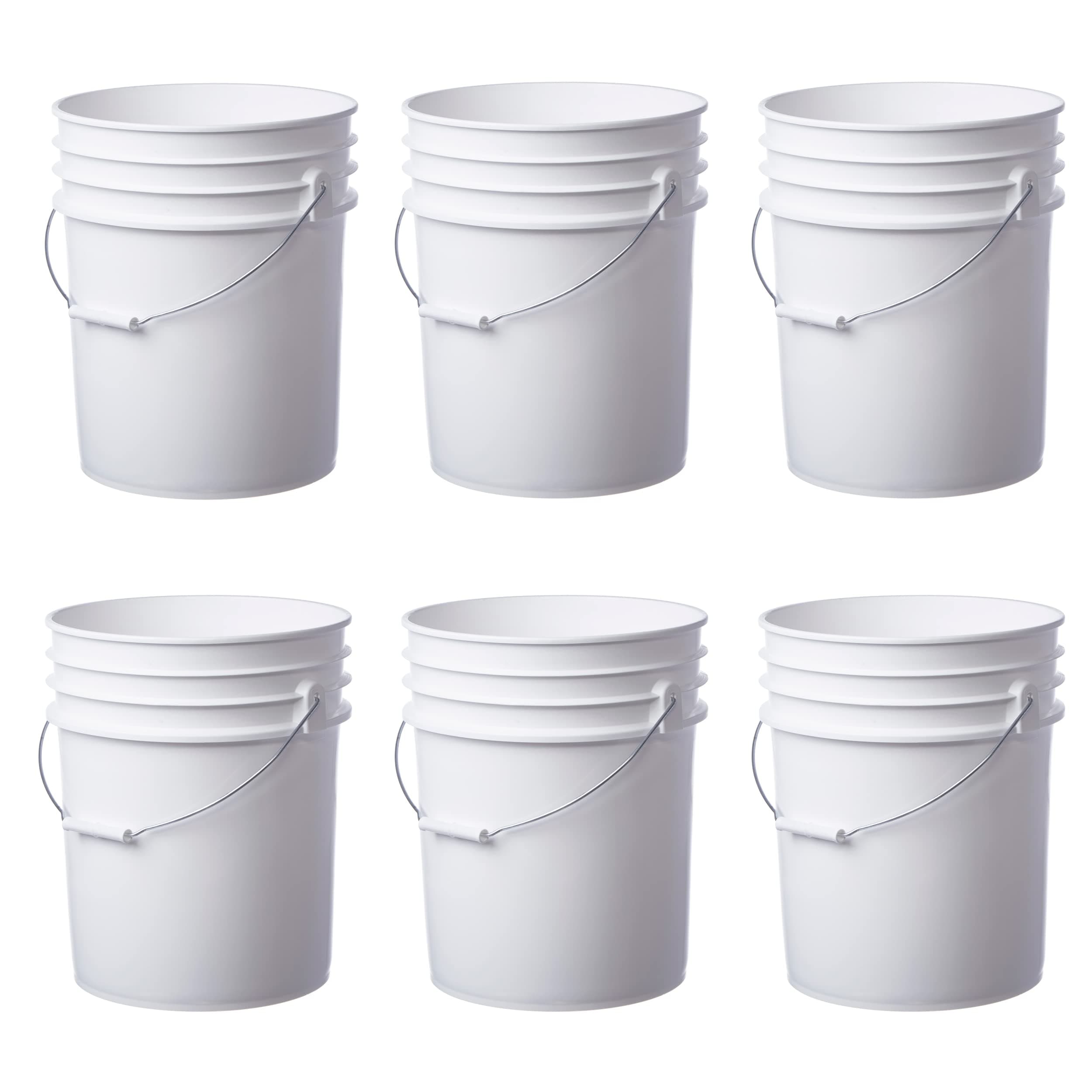FURgenie 6 Pack | Premium 5 Gallon Bucket, Food Grade BPA Free HDPE, White - no Lid