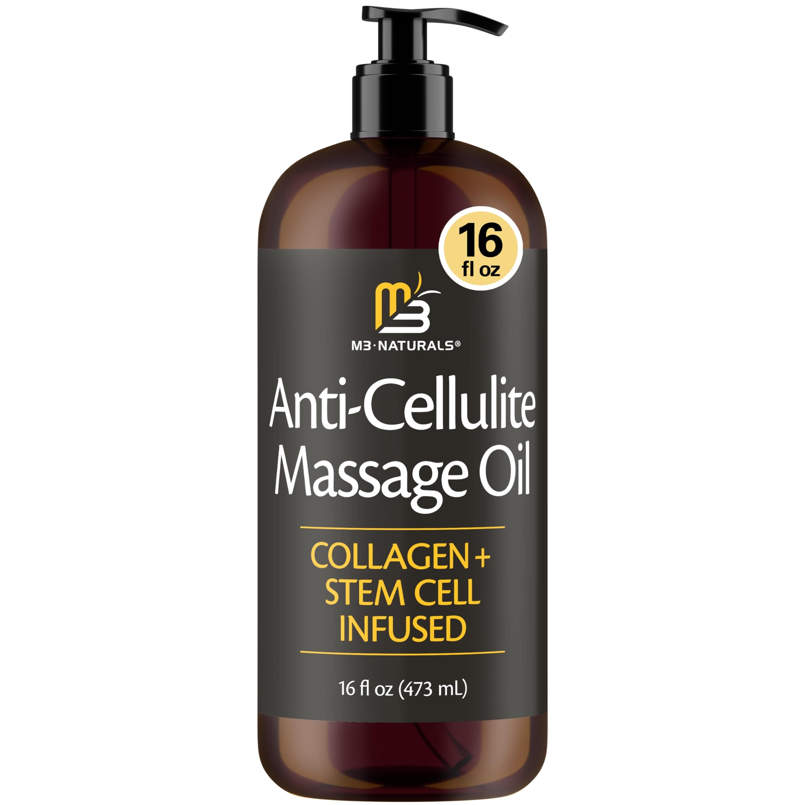 Anti Cellulite Massage Oil Infused with Collagen and Stem Cell Skin Tightening Cellulite Cream Moisturizing Body Bust Bum Cellulite Scar Cleansing Essential Oil Instant Absorption by M3 Naturals 2Pack