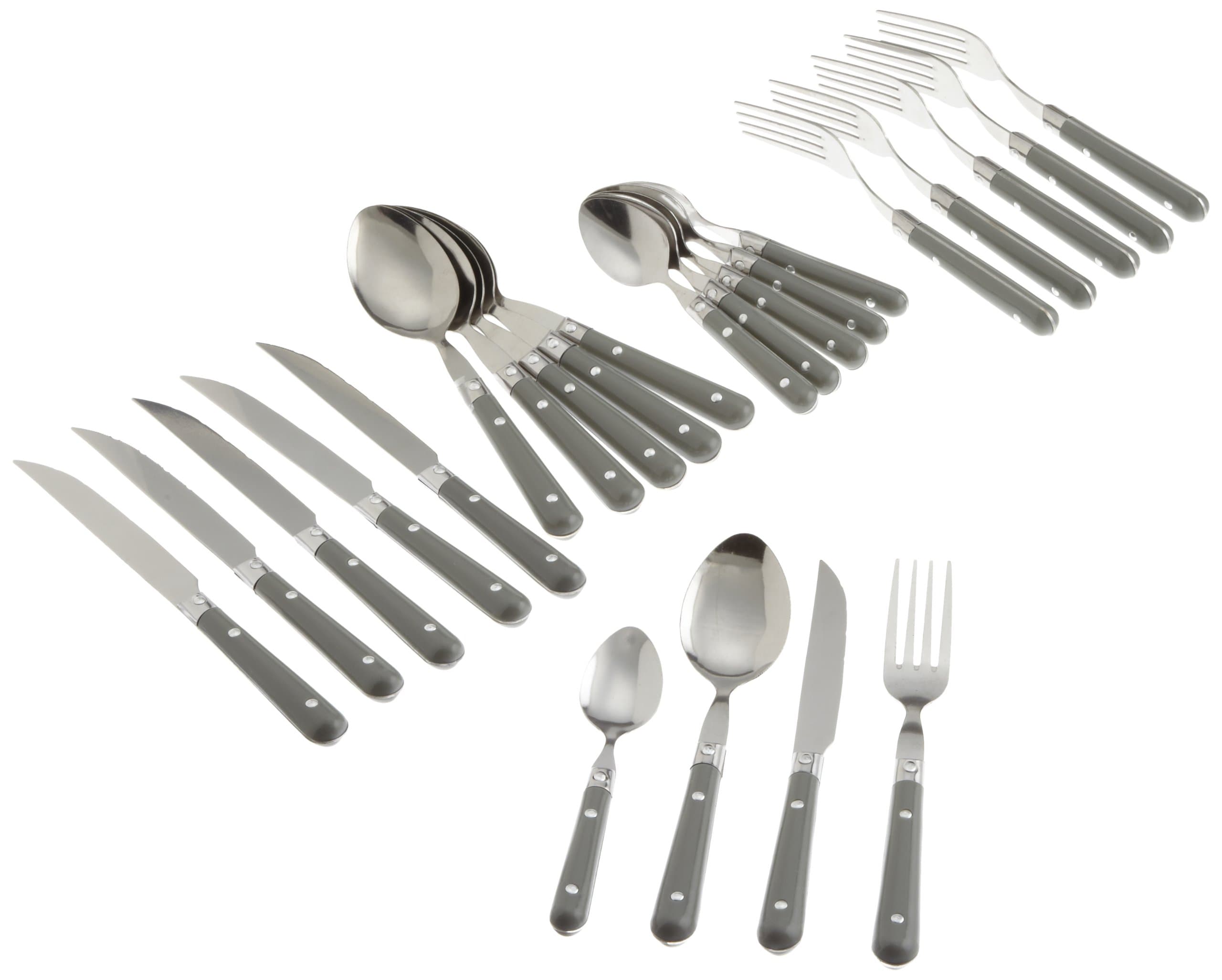 LeBrun 24-Piece Bistro Cutlery Set, Gray