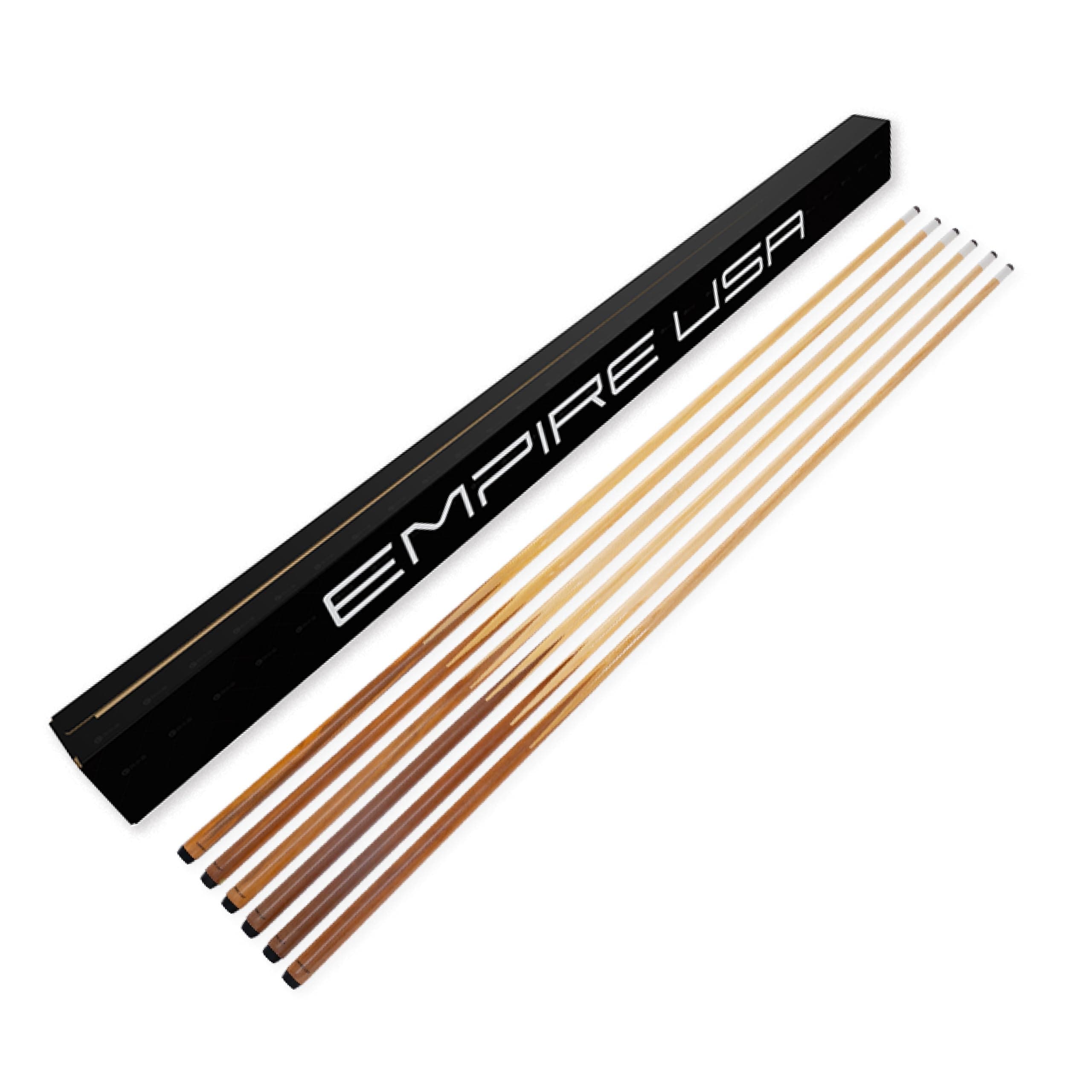 Set of 6 Pool Cues – 57” One-Piece Hardwood 4-Prong House Bar Billiard Cue Sticks with 13mm Leather Tips