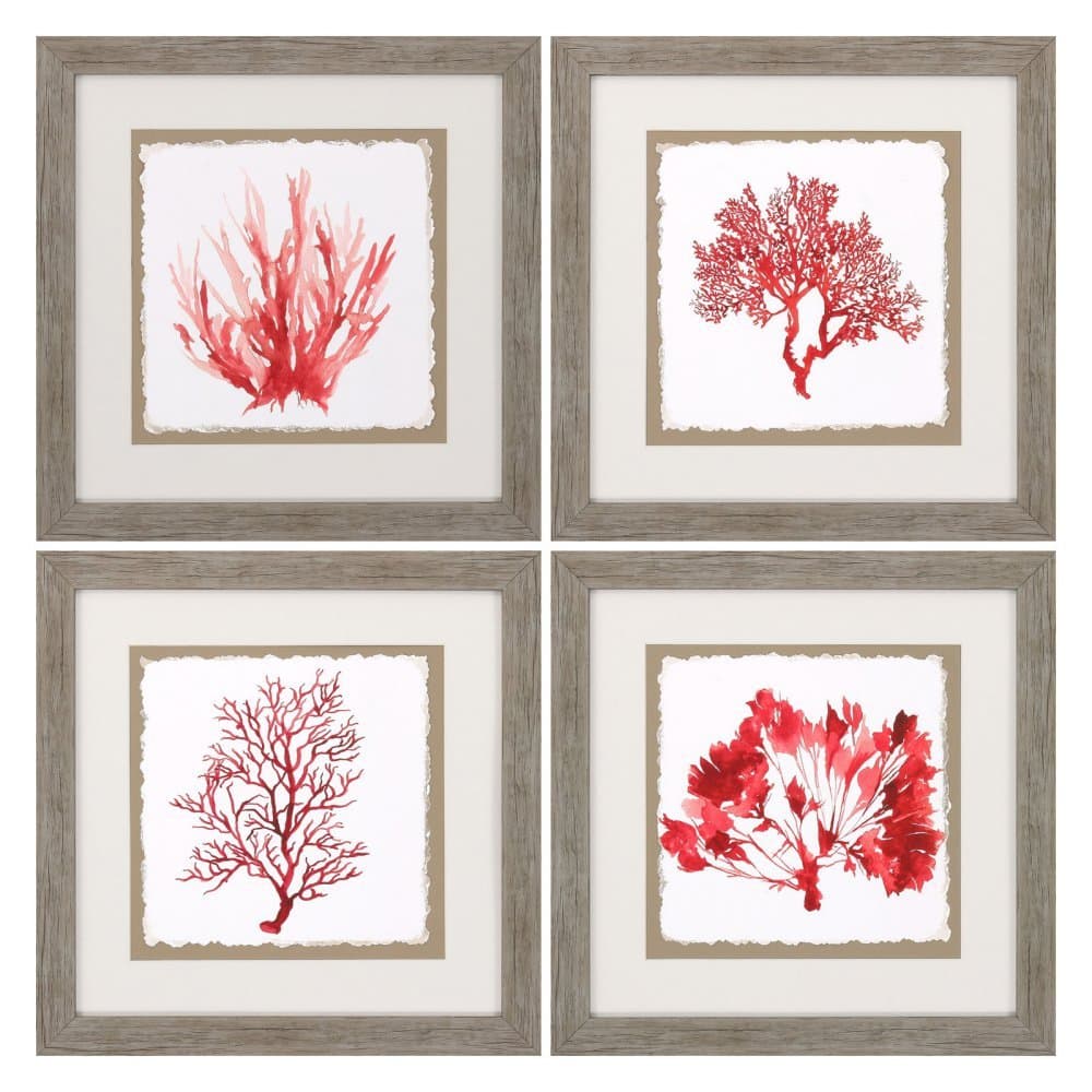Propac Images "Red Coral Framed Artwork, 4 Pack