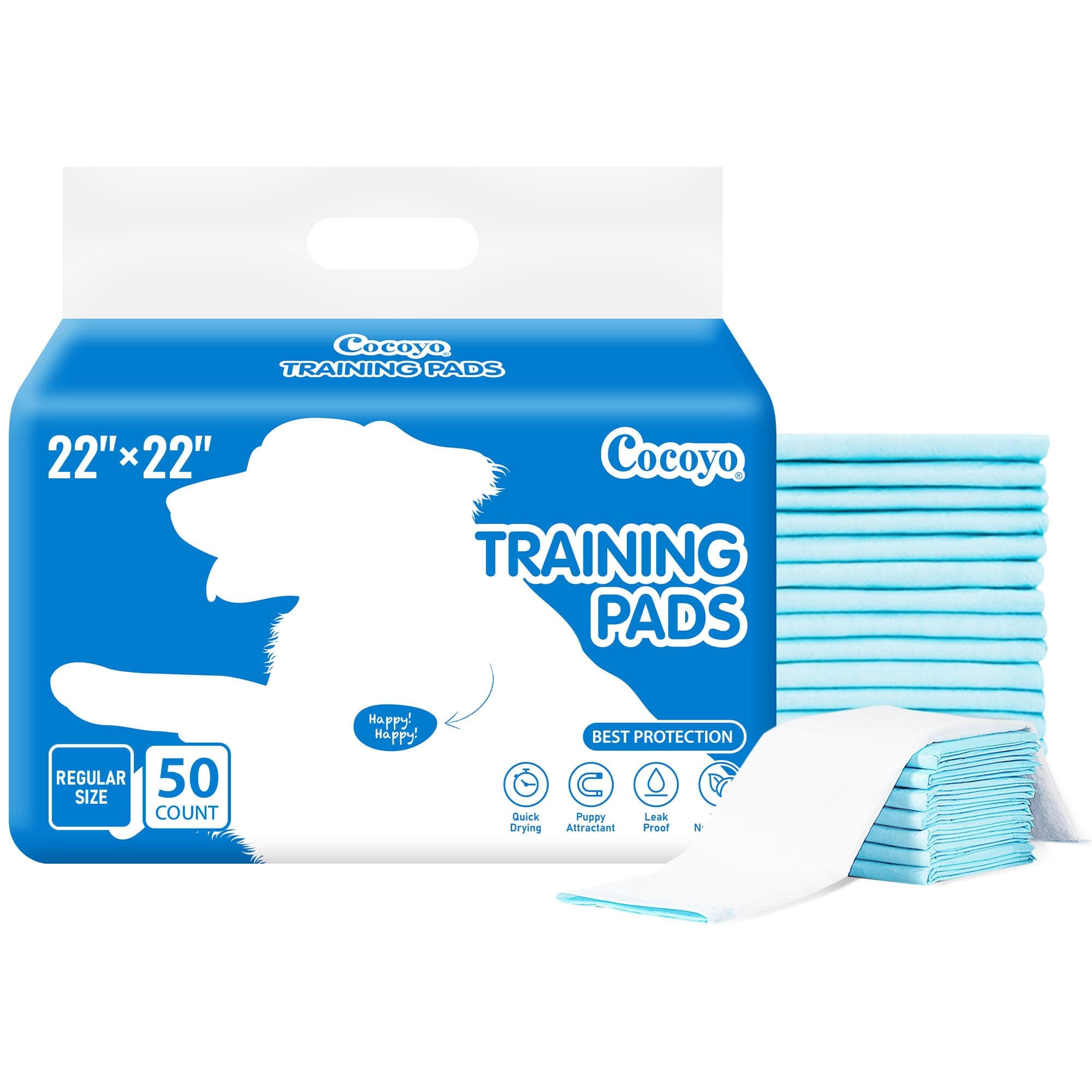 COCOYO Best Value 22"x22" Dog Training Pads 50 Count | Dog Pee Pads | Super Absorbent Puppy Pads,White