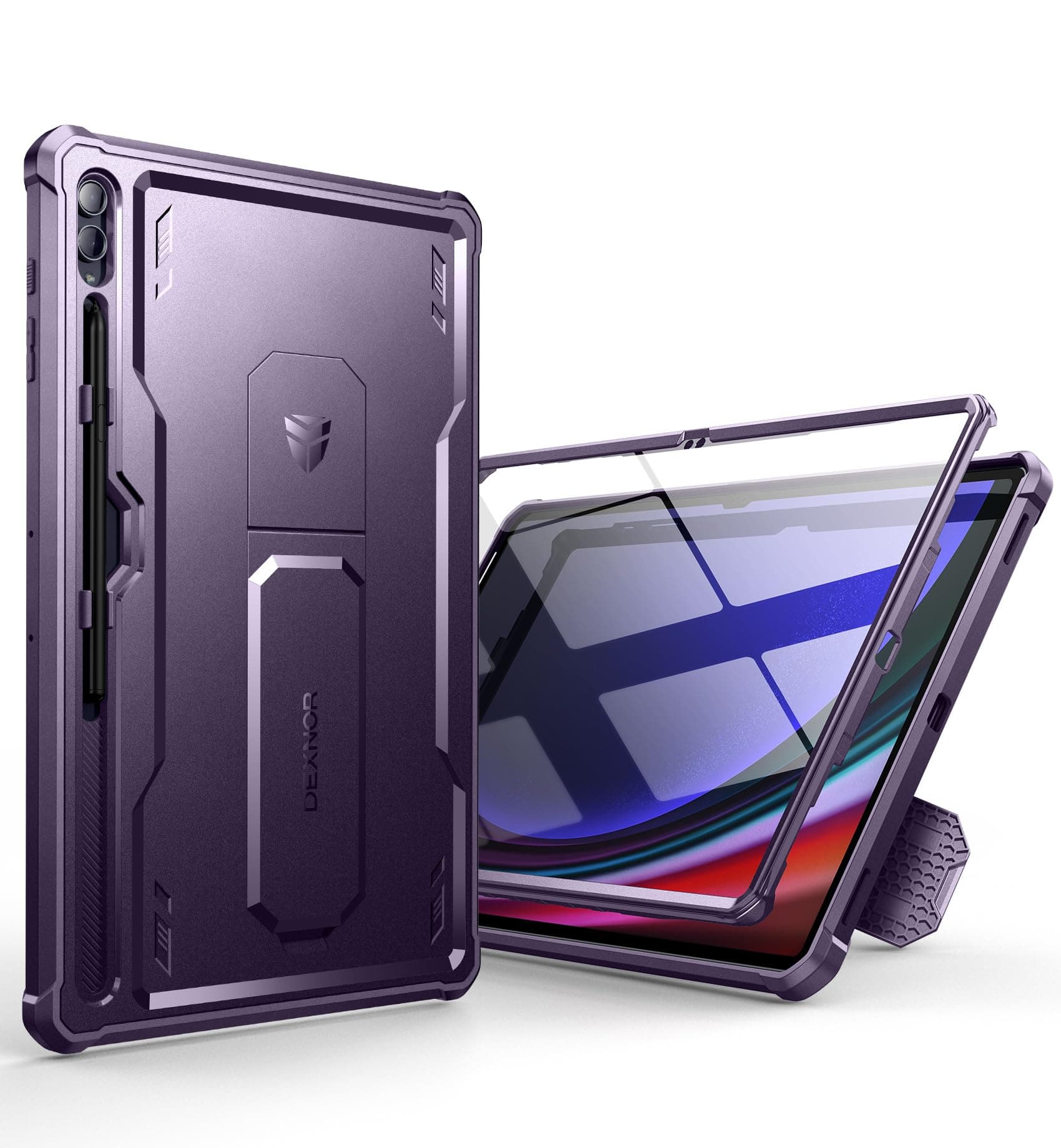 Case for Samsung Galaxy Tab S10 Ultra (2024), S9 Ultra(2023), S8 Ultra(2022) 14.6 Inch, [Built in Screen Protector & Kickstand] with Pen Holder Heavy Duty Shockproof Protective Cover - Purple