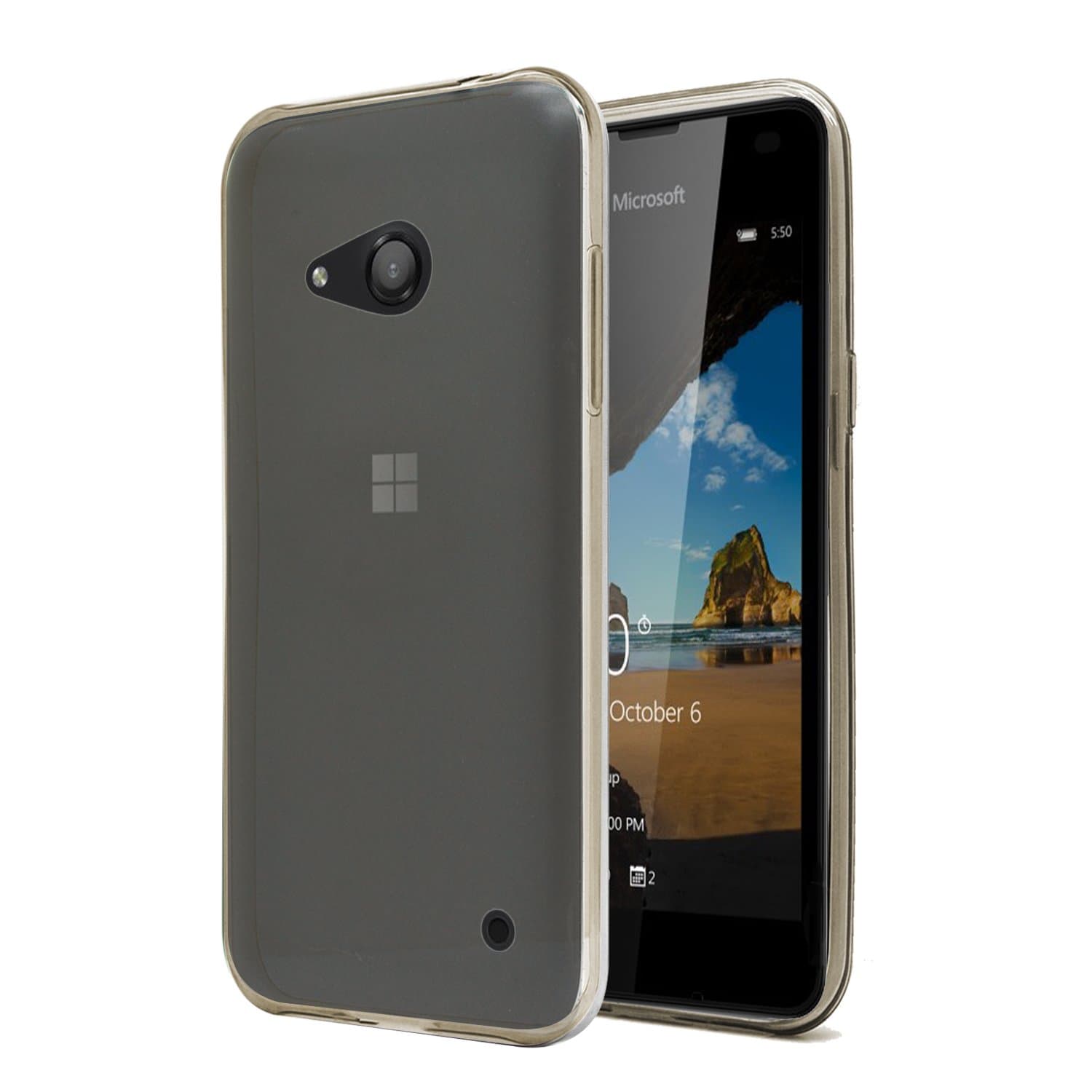 iProtect Microsoft Lumia 550 Clear Crystal Soft Case - TPU Cover Case - 0.3mm Grey Transparent