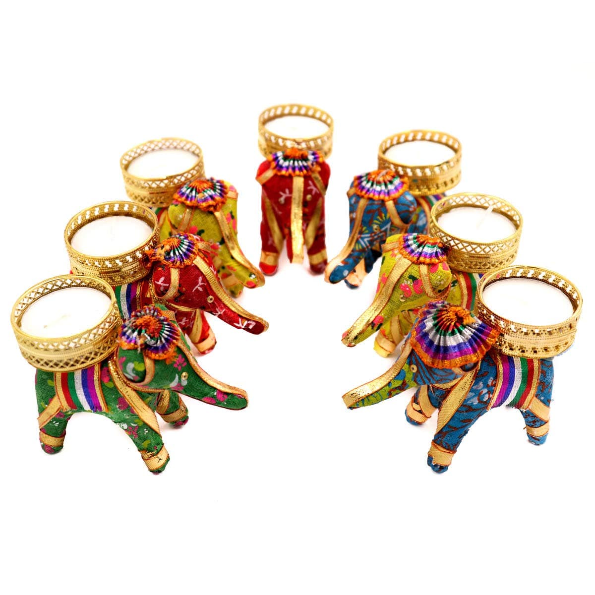 Quvyarts Elephant Tea Light Holder Candle Stand for Home Decor/Diwali Set of 7