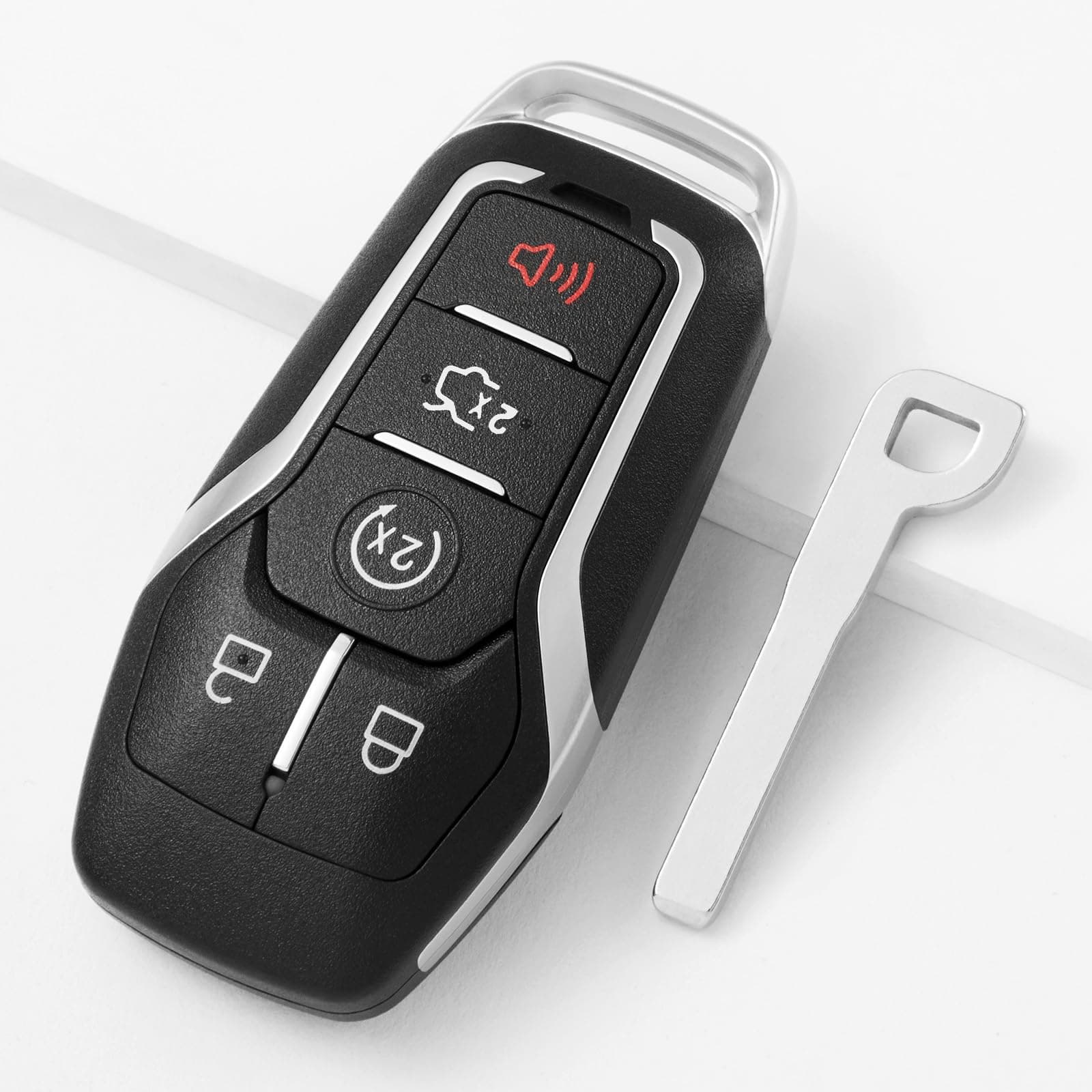 Key Fob Shell Fits for Ford Mustang Fusion Edge Explorer F150 F250 F350 2013-2017, for Lincoln MKZ MKC Key Fob Replcaement Cover 5 Buttons M3N-A2C31243800