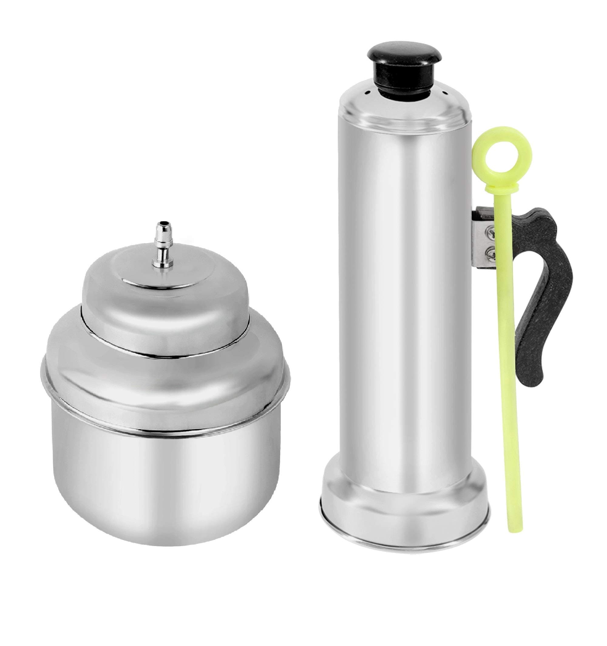 Stainless Steel Puttu Maker and Mini Boiler Set- Silver | Puttu Kudam | Puttu Maker With Steamer Plate & Stick | Induction Base | Suitable For Pressure Cooker